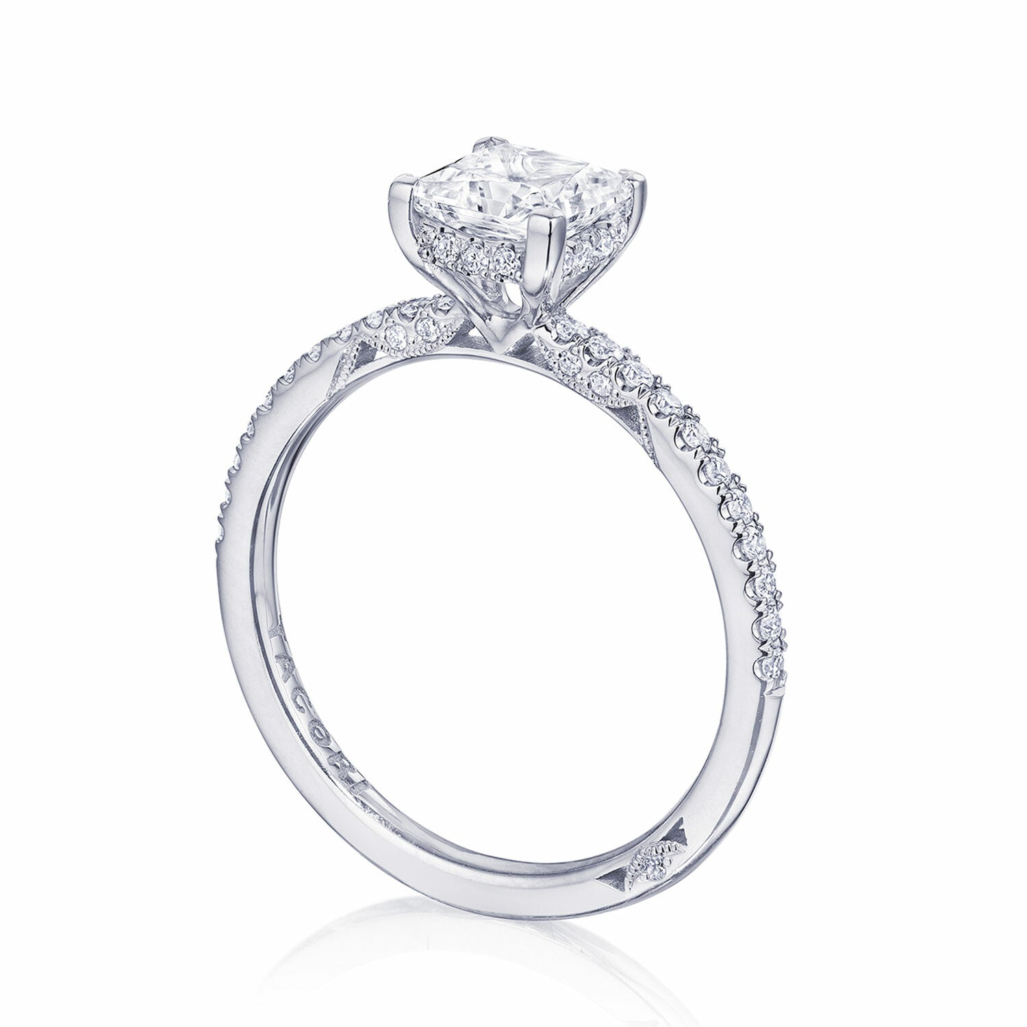 Princess Pavé 18K White Gold Engagement Ring - 267015