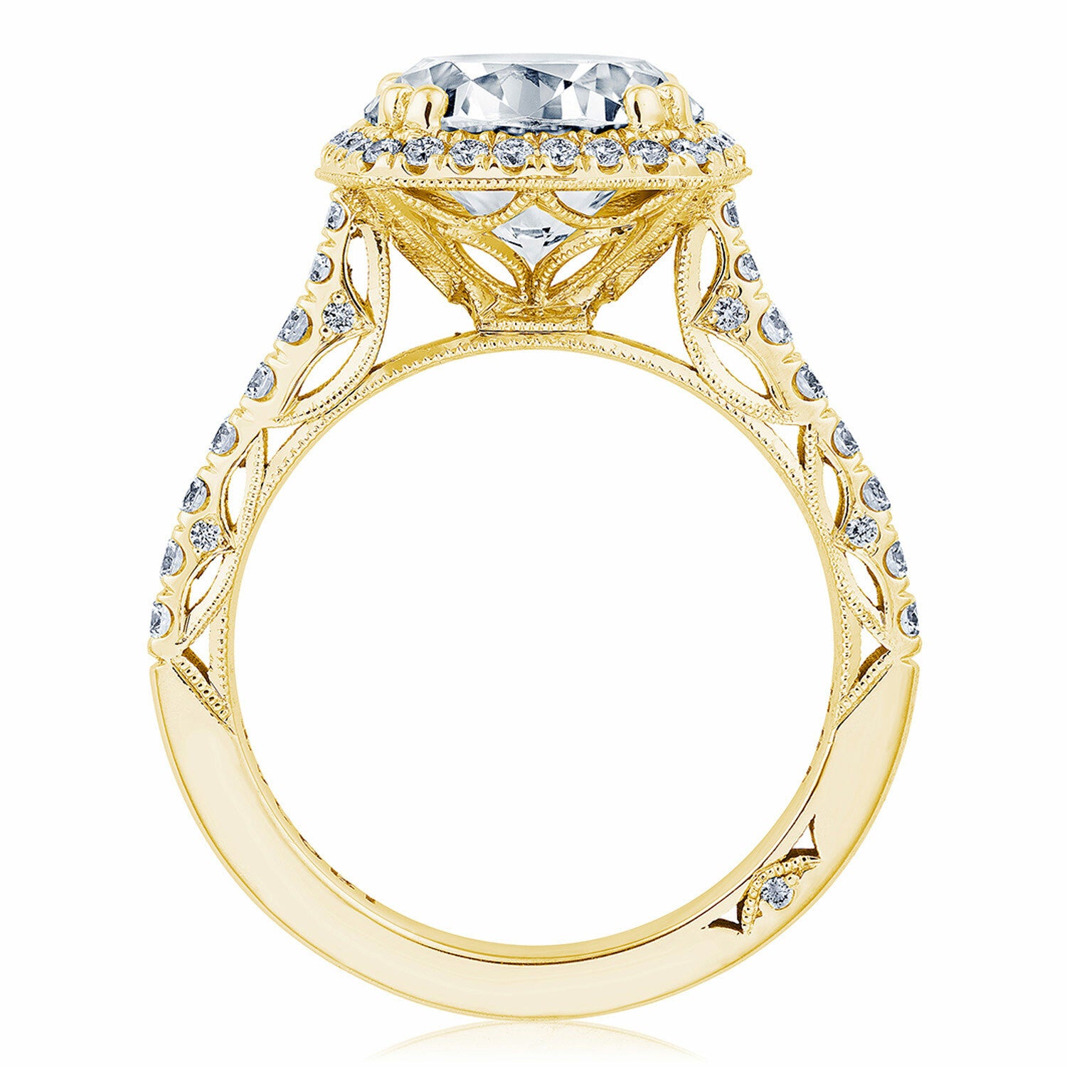 Cushion Halo 18K Yellow Gold Engagement Ring - 269122