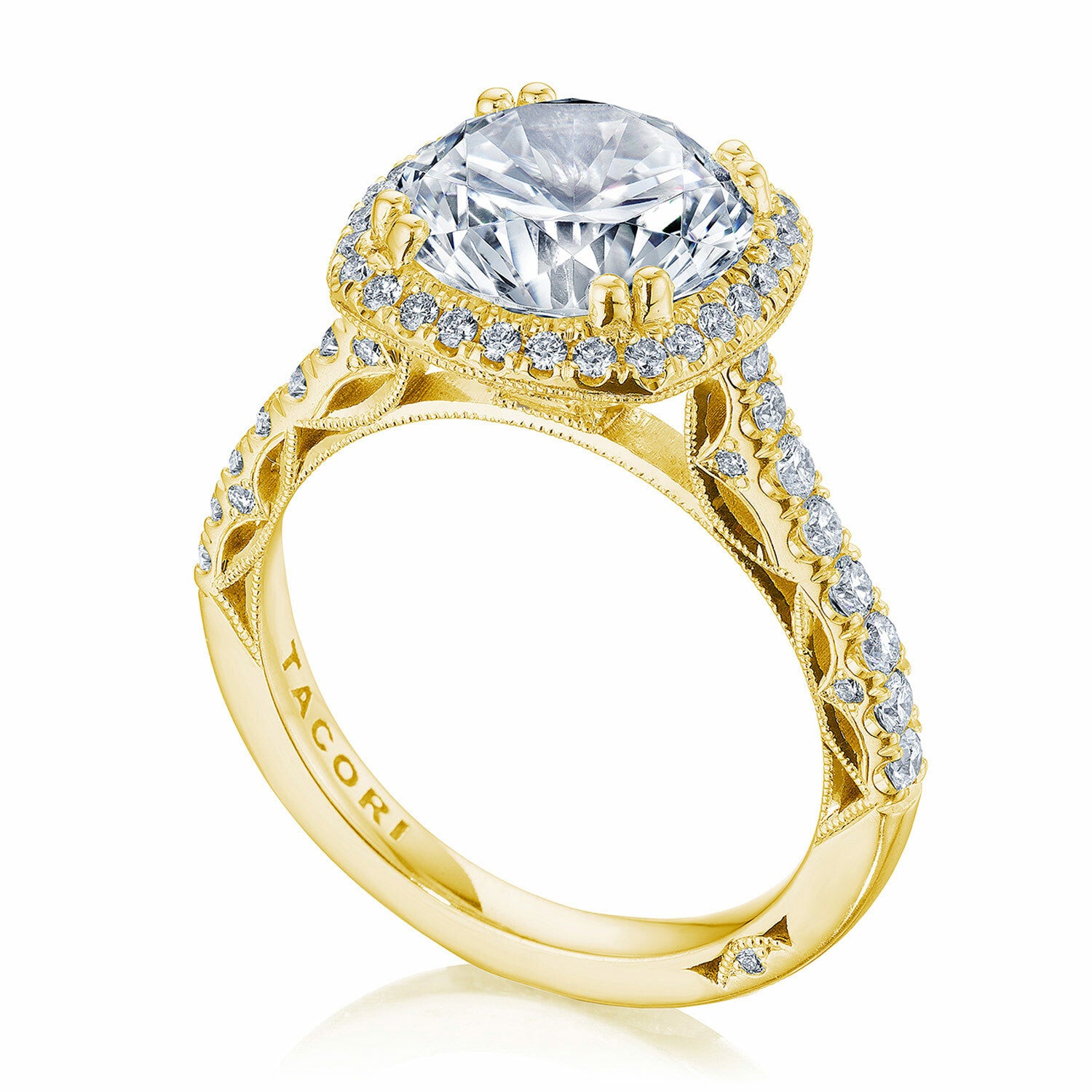 Cushion Halo 18K Yellow Gold Engagement Ring - 269122