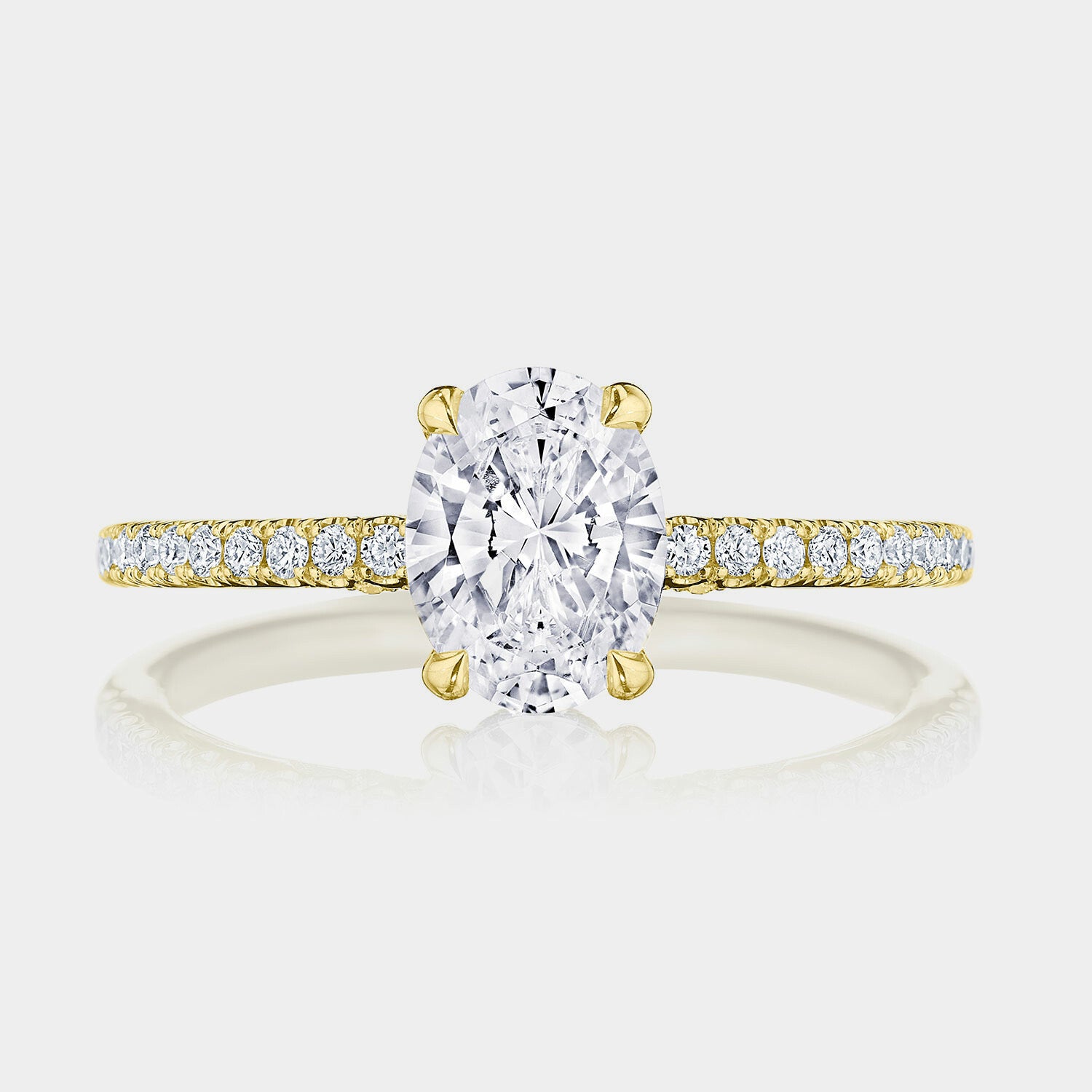 Oval Pavé 18K Yellow Gold Engagement Ring - 267015