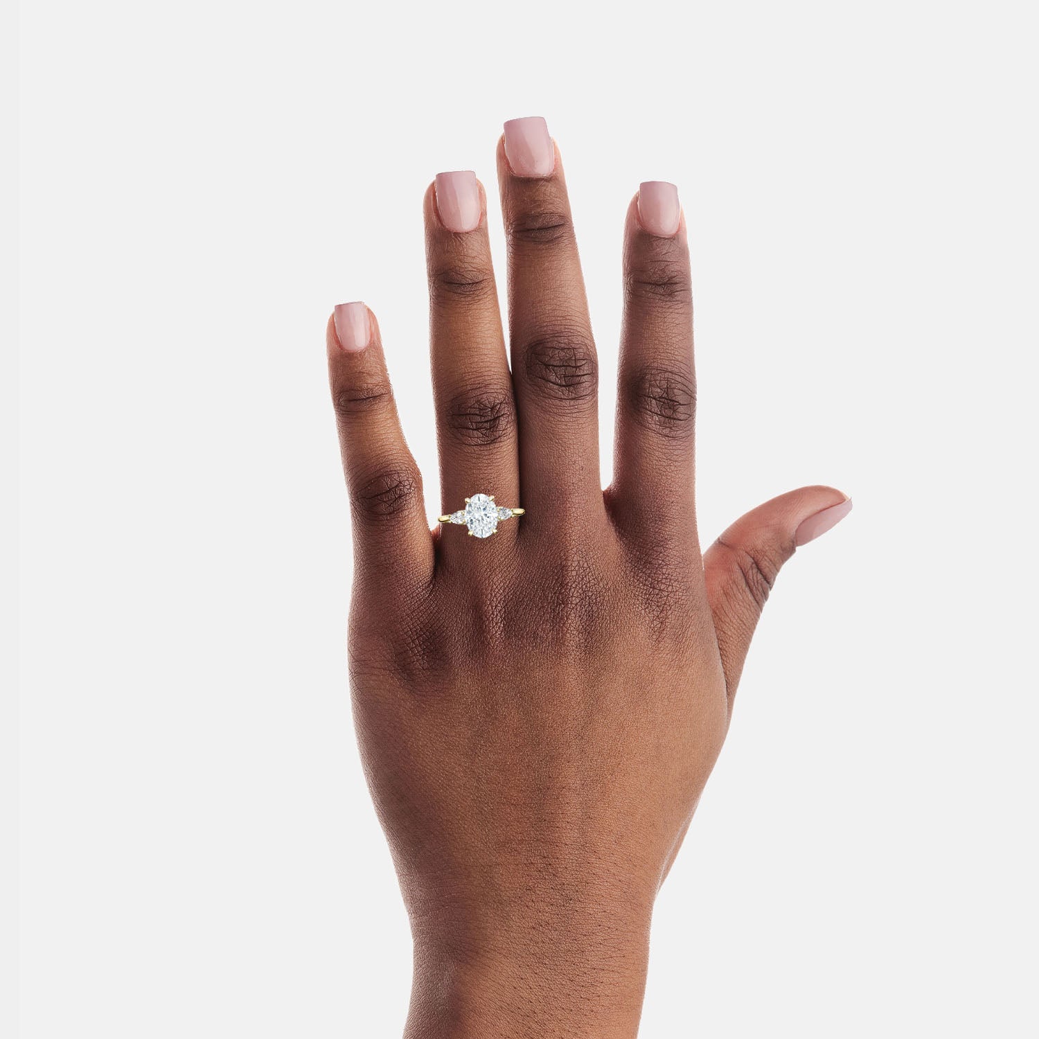 Oval 3-Stone 18k Yellow Gold Engagement Ring - 2685