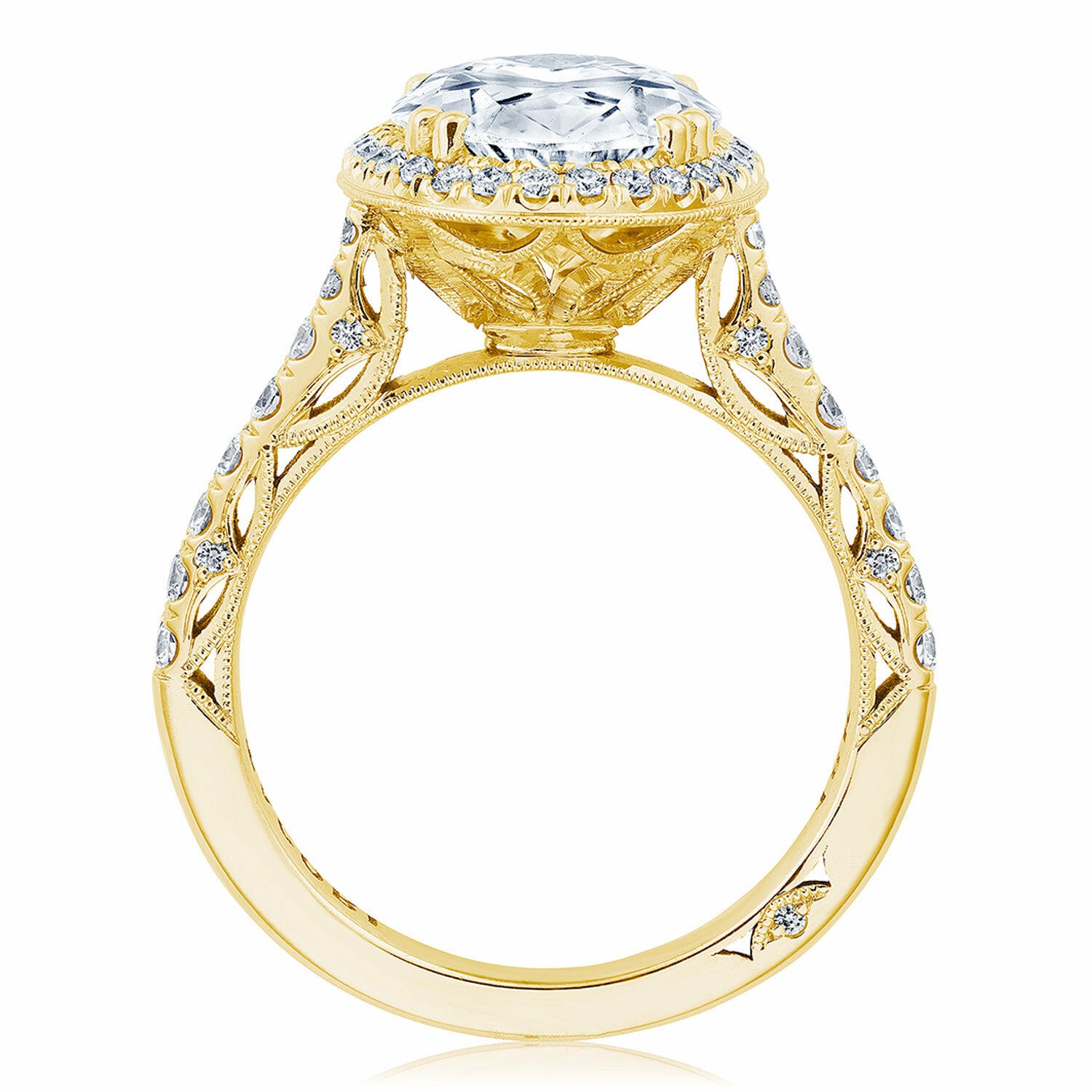 Oval Halo 18K Yellow Gold Engagement Ring - 269122