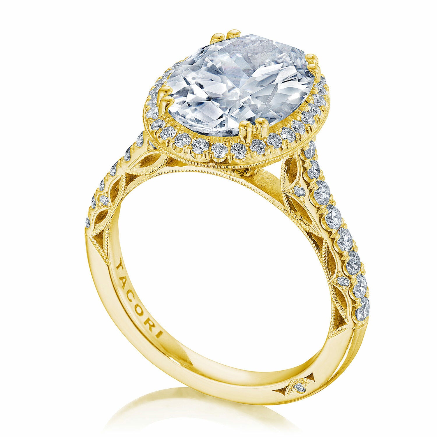Oval Halo 18K Yellow Gold Engagement Ring - 269122
