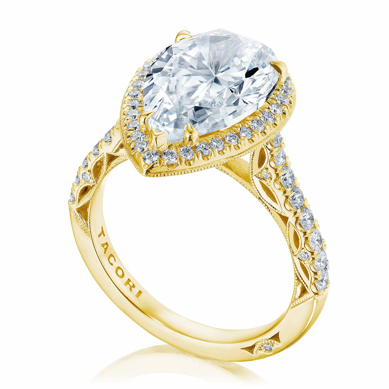 Pear Halo 18K Yellow Gold Engagement Ring - 269122