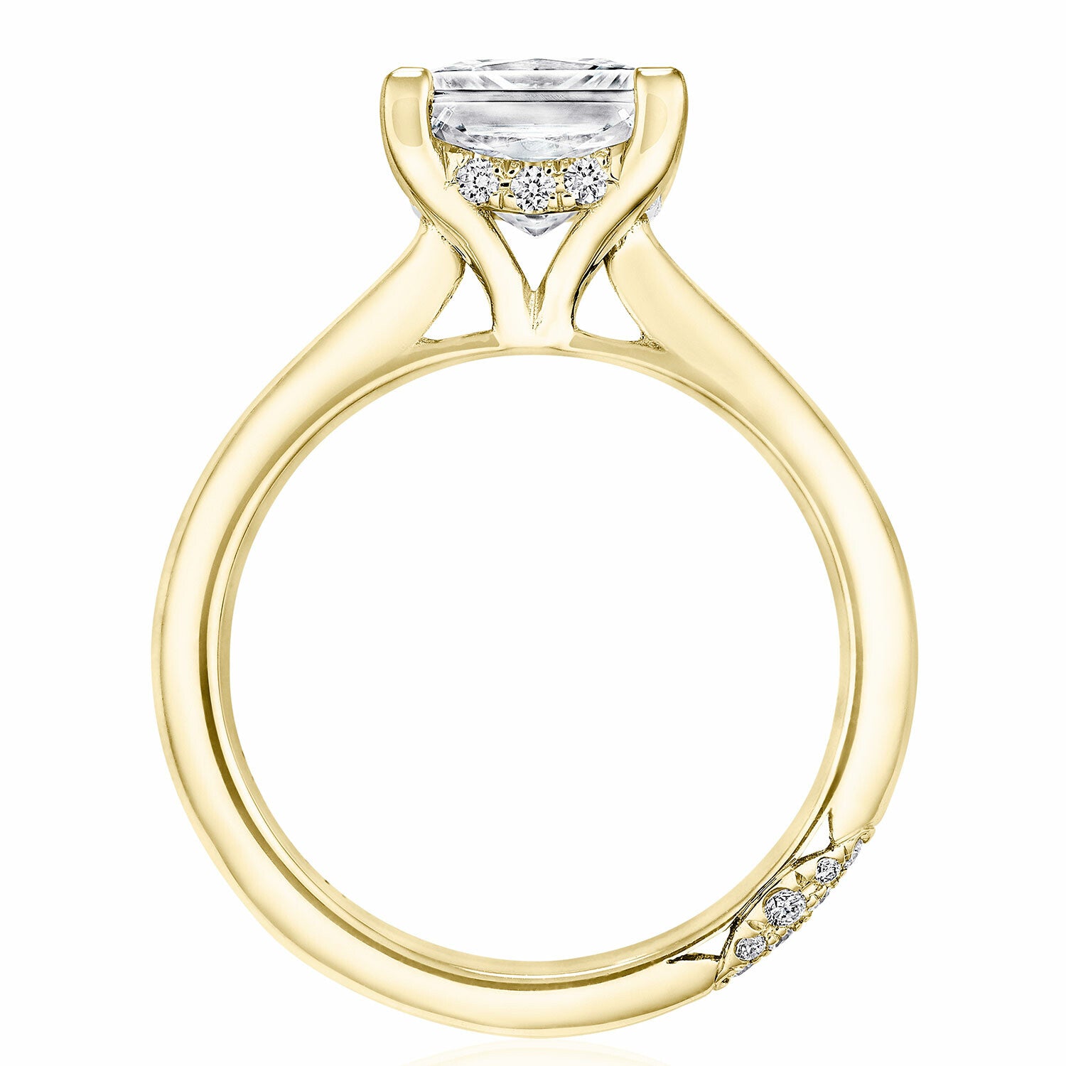Princess Solitaire 18K Yellow Gold Engagement Ring - HT2671
