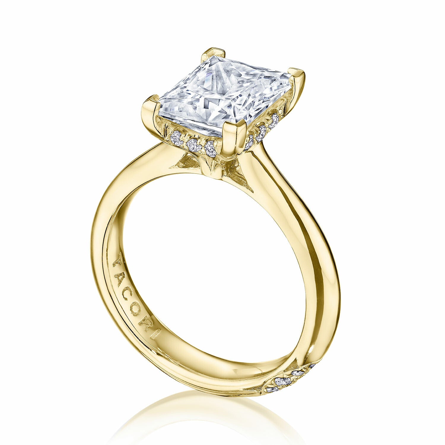 Princess Solitaire 18K Yellow Gold Engagement Ring - HT2671