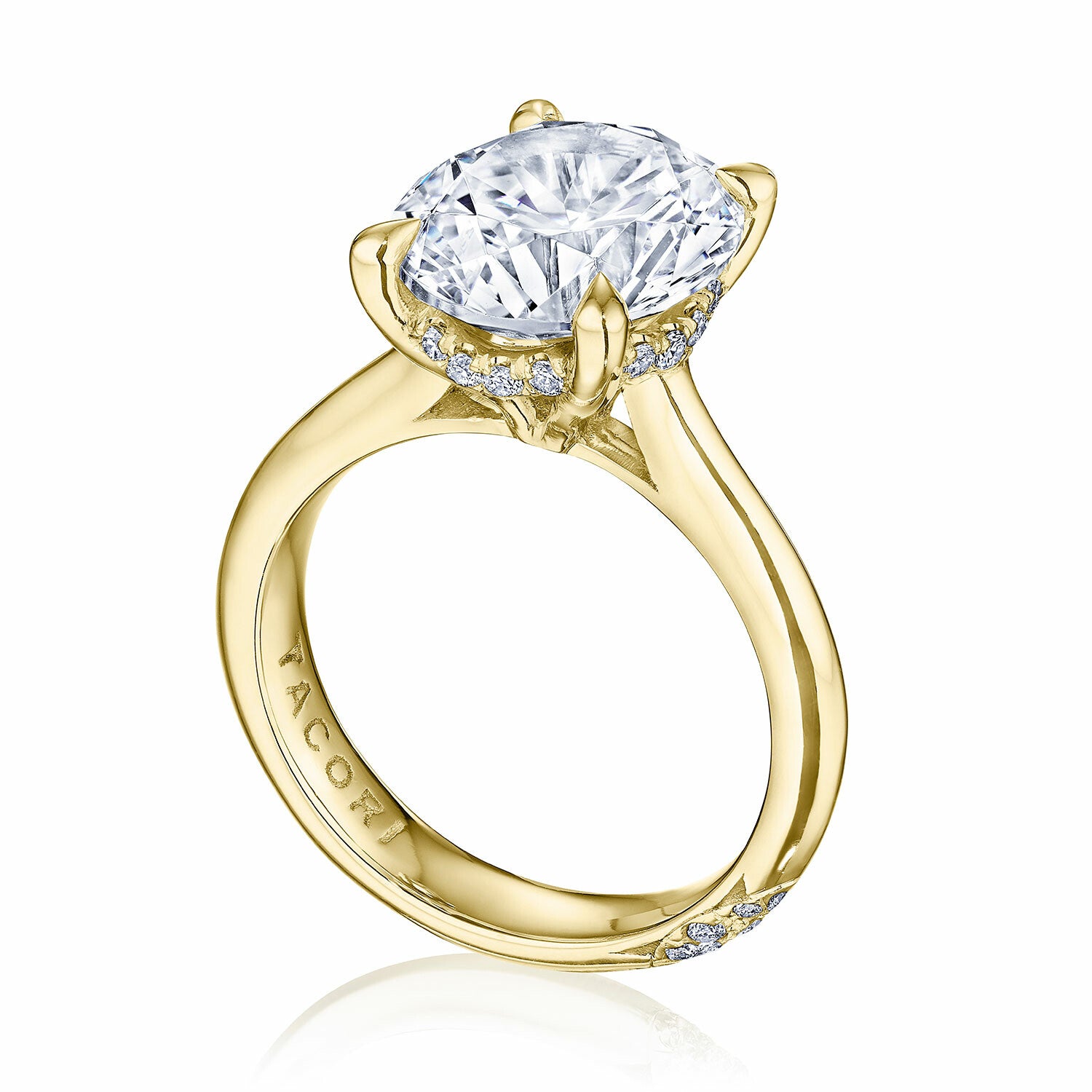 Round Solitaire 18K Yellow Gold Engagement Ring - HT2671
