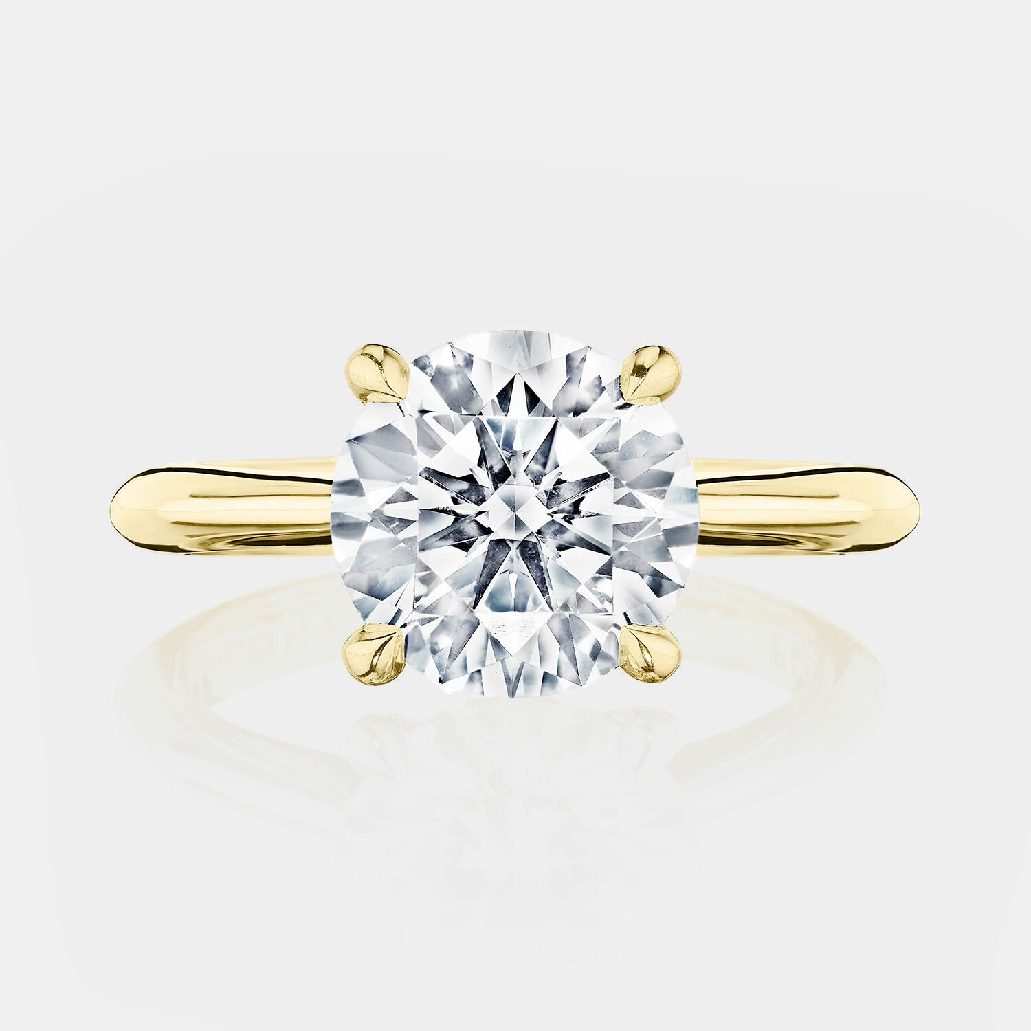 Round Solitaire 18K Yellow Gold Engagement Ring - HT2671