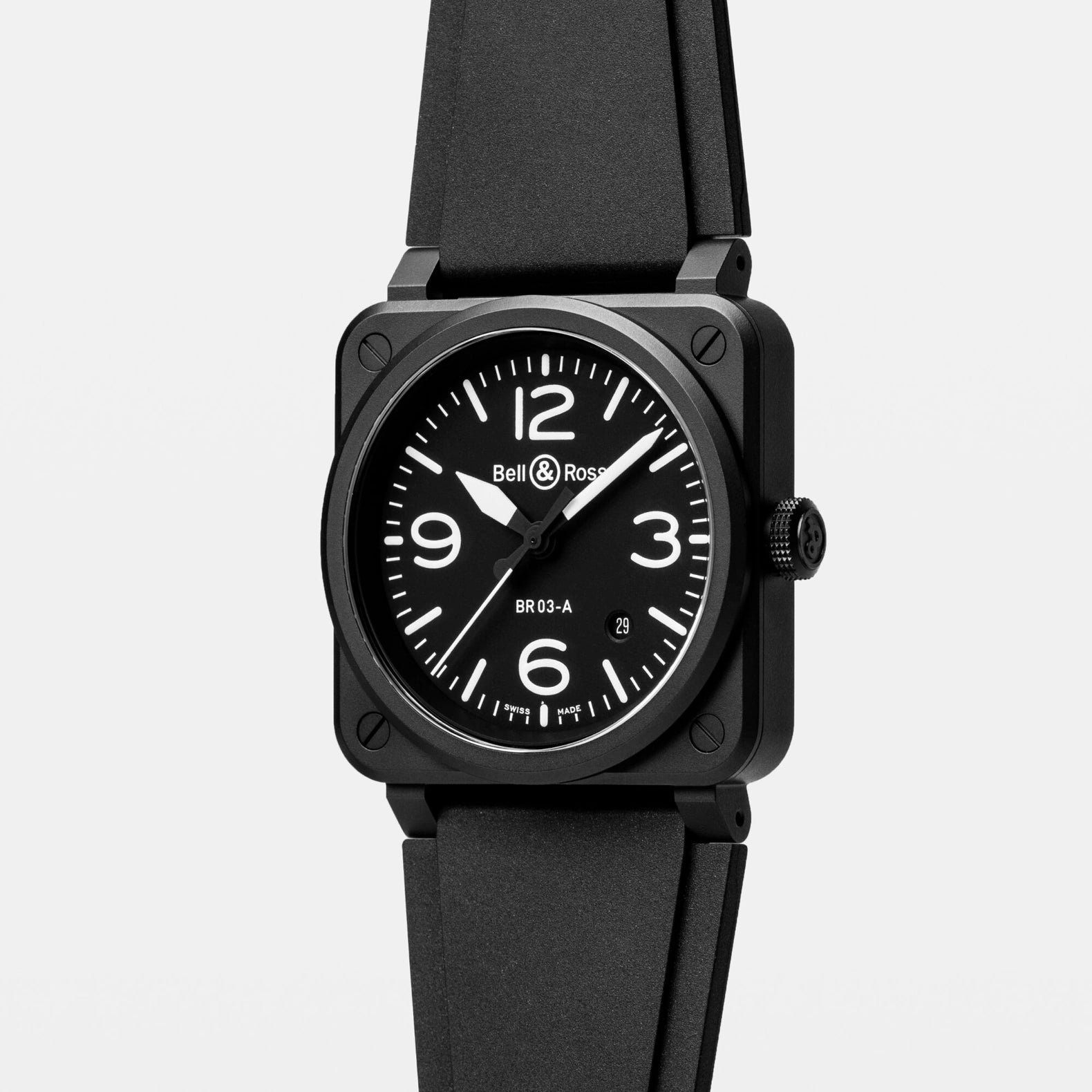 BR-03 Black Matte 41mm - Black Dial on Strap