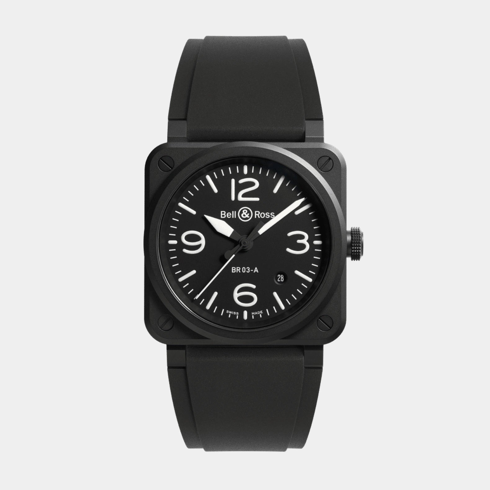BR-03 Black Matte 41mm - Black Dial on Strap