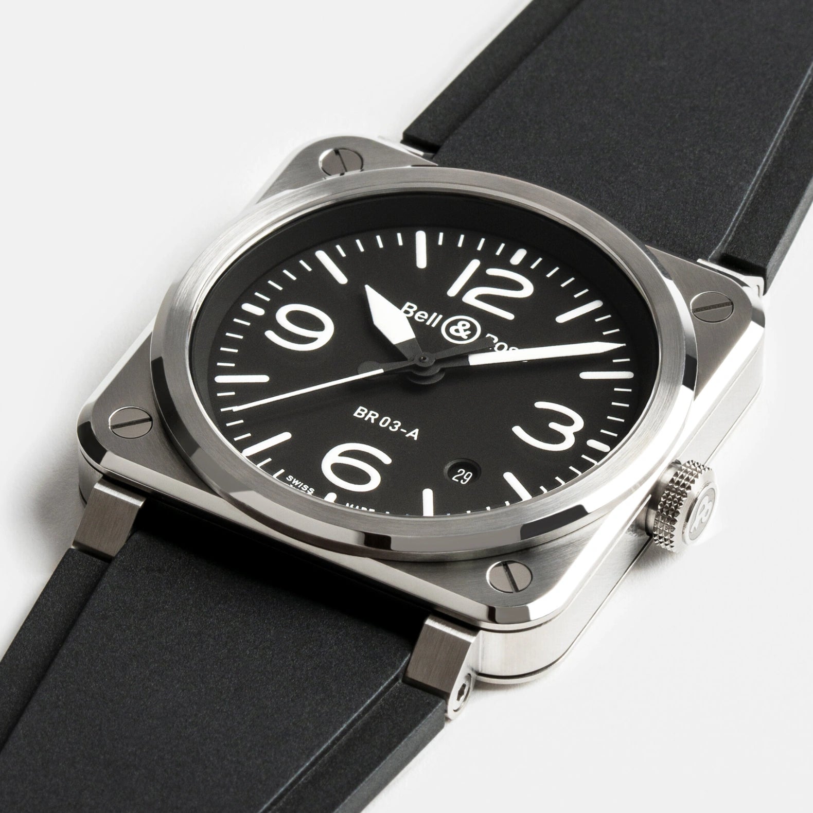 BR-03 Black Steel 41mm - Black Dial on Strap
