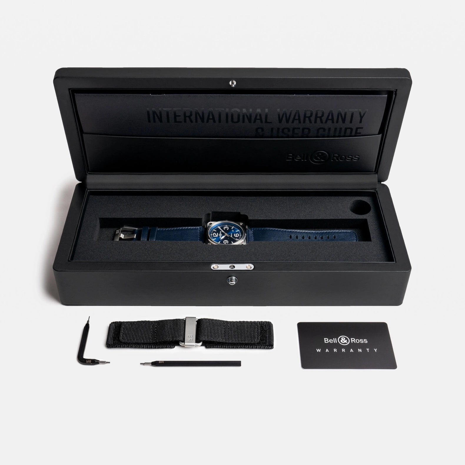 BR-03 Blue Steel 41mm - Blue Dial on Strap