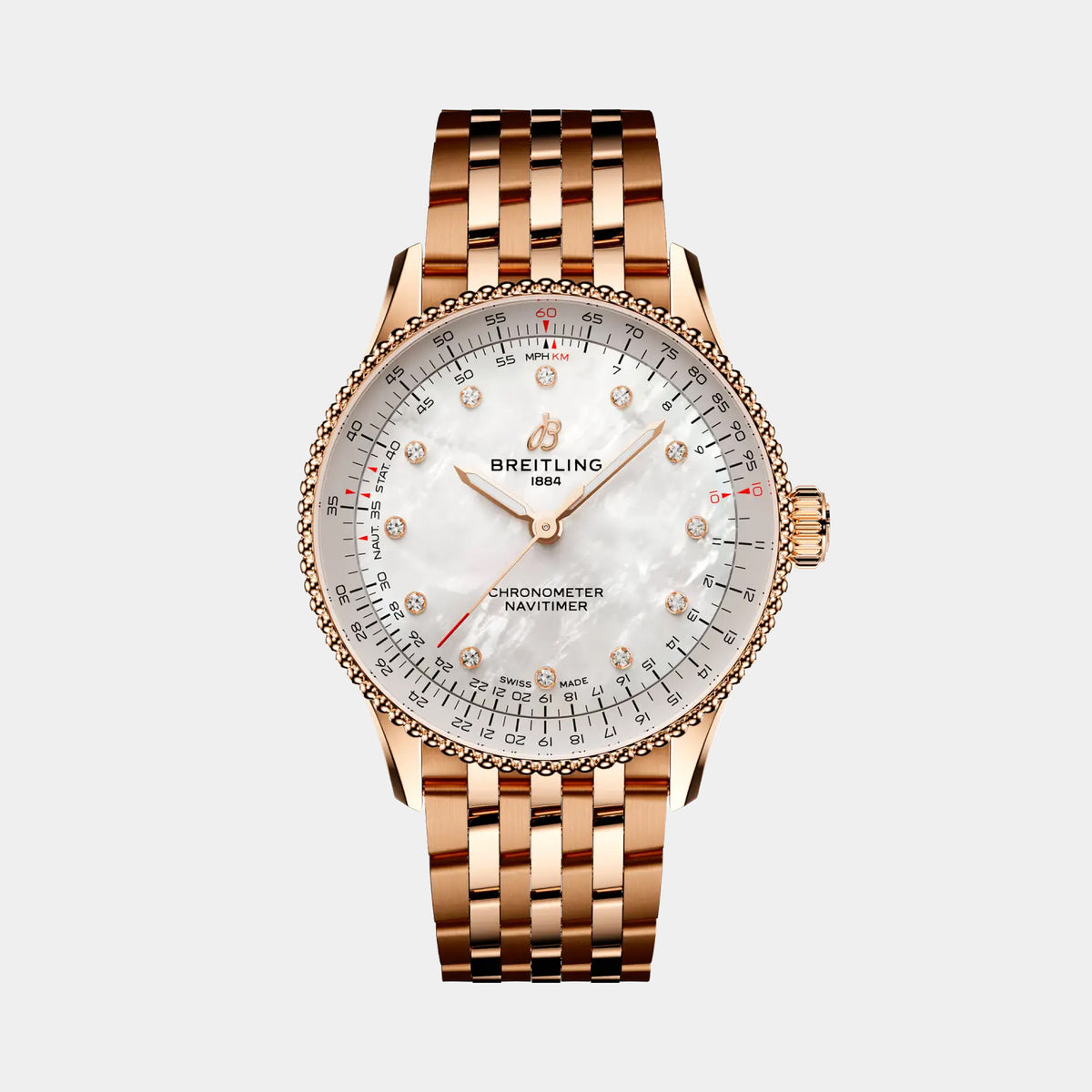 Navitimer Automatic 36 Mother-of-Pearl Dial 18K Red Gold Watch