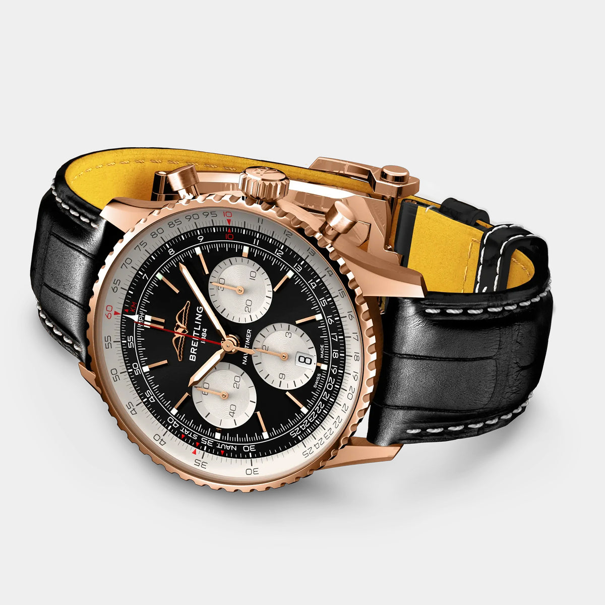 Navitimer B01 Chronograph 43 Black Dial 18K Red Gold Watch