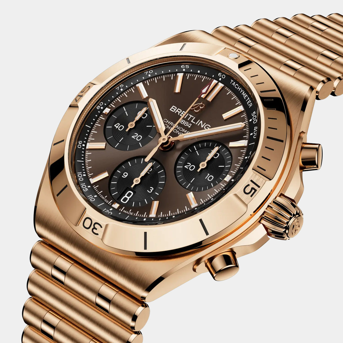 Chronomat B01 Chronograph 42 Brown Dial 18K Red Gold Watch