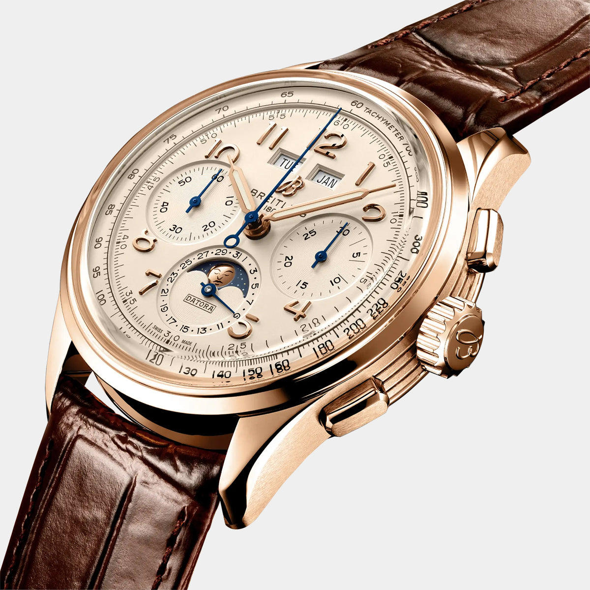 Premier B25 Datora 42 Silver Dial 18K Red Gold Watch