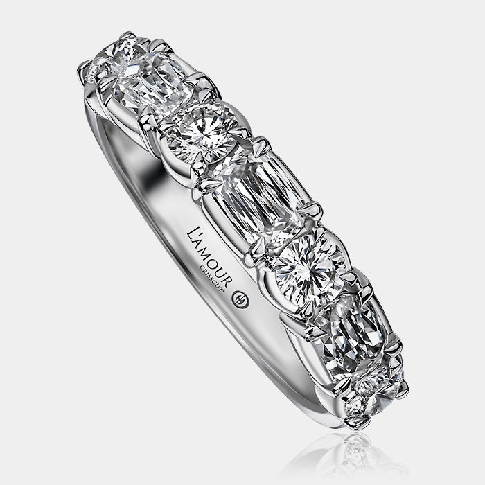 L’Amour Crisscut Wedding Ring 18k White Gold - L201