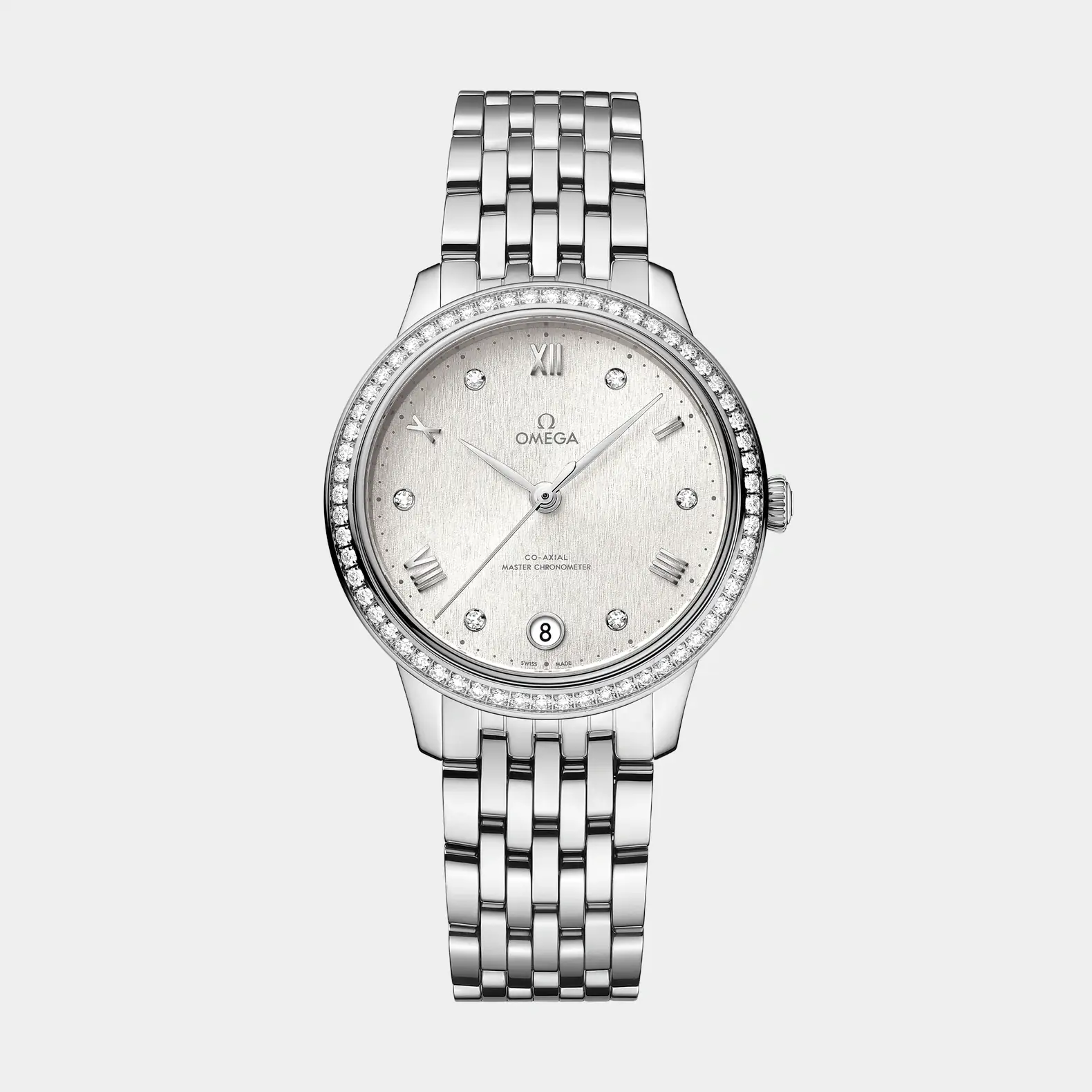 De Ville Prestige 34mm - Silver Diamond Dial and Bezel