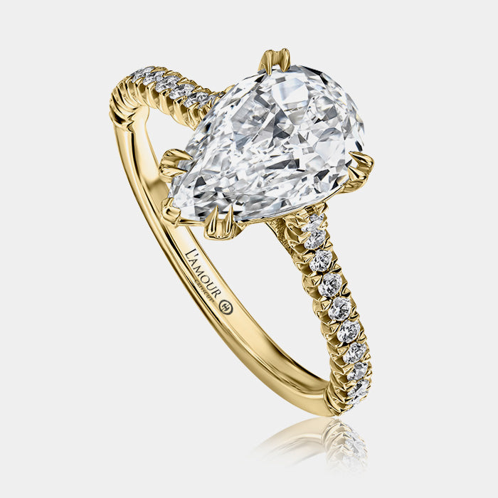 Crisscut Pear Diamond Engagement Ring 18k Yellow Gold - G52EN2