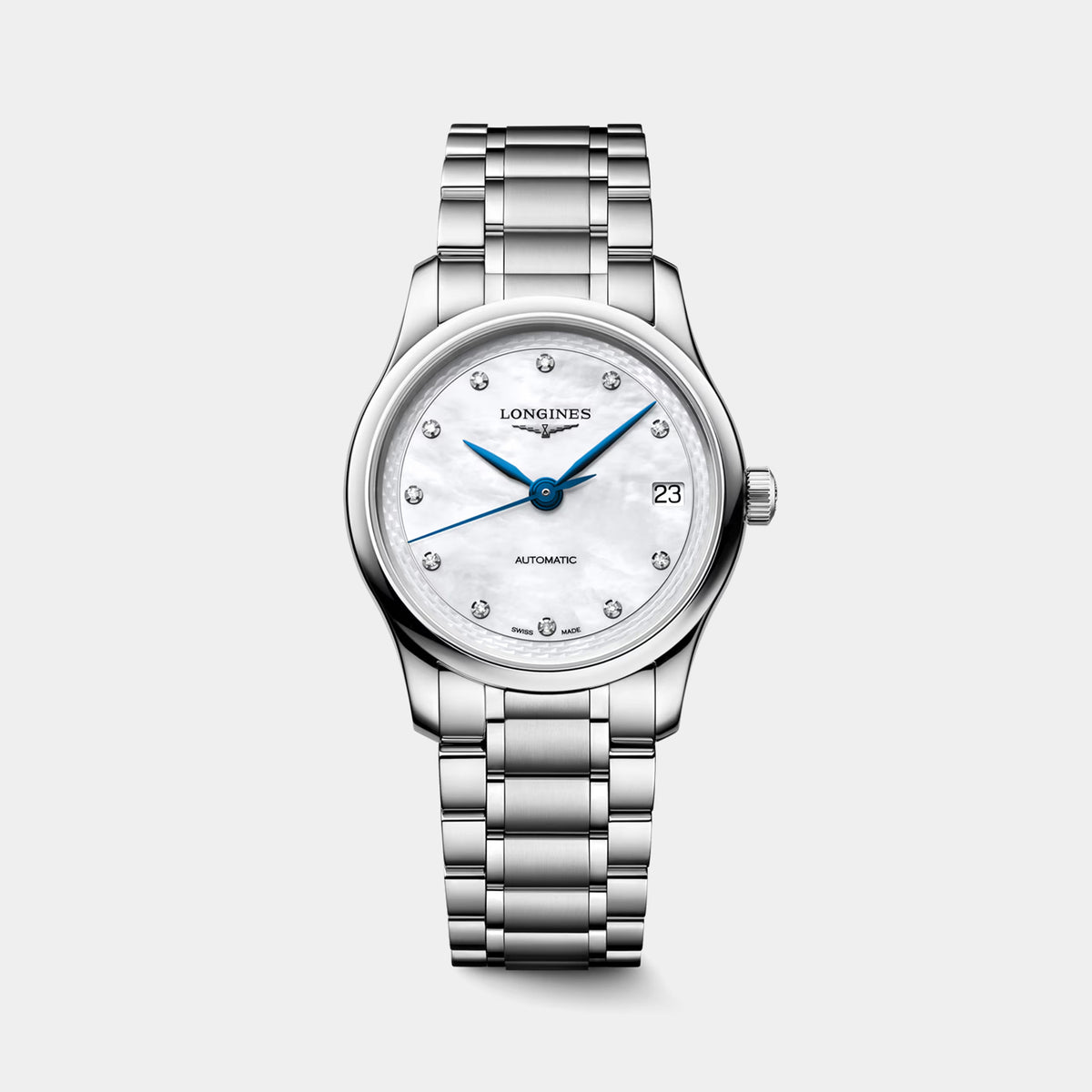 Master Collection 34mm Mother-of-Pearl Diamond Dial Stainless Steel Watch