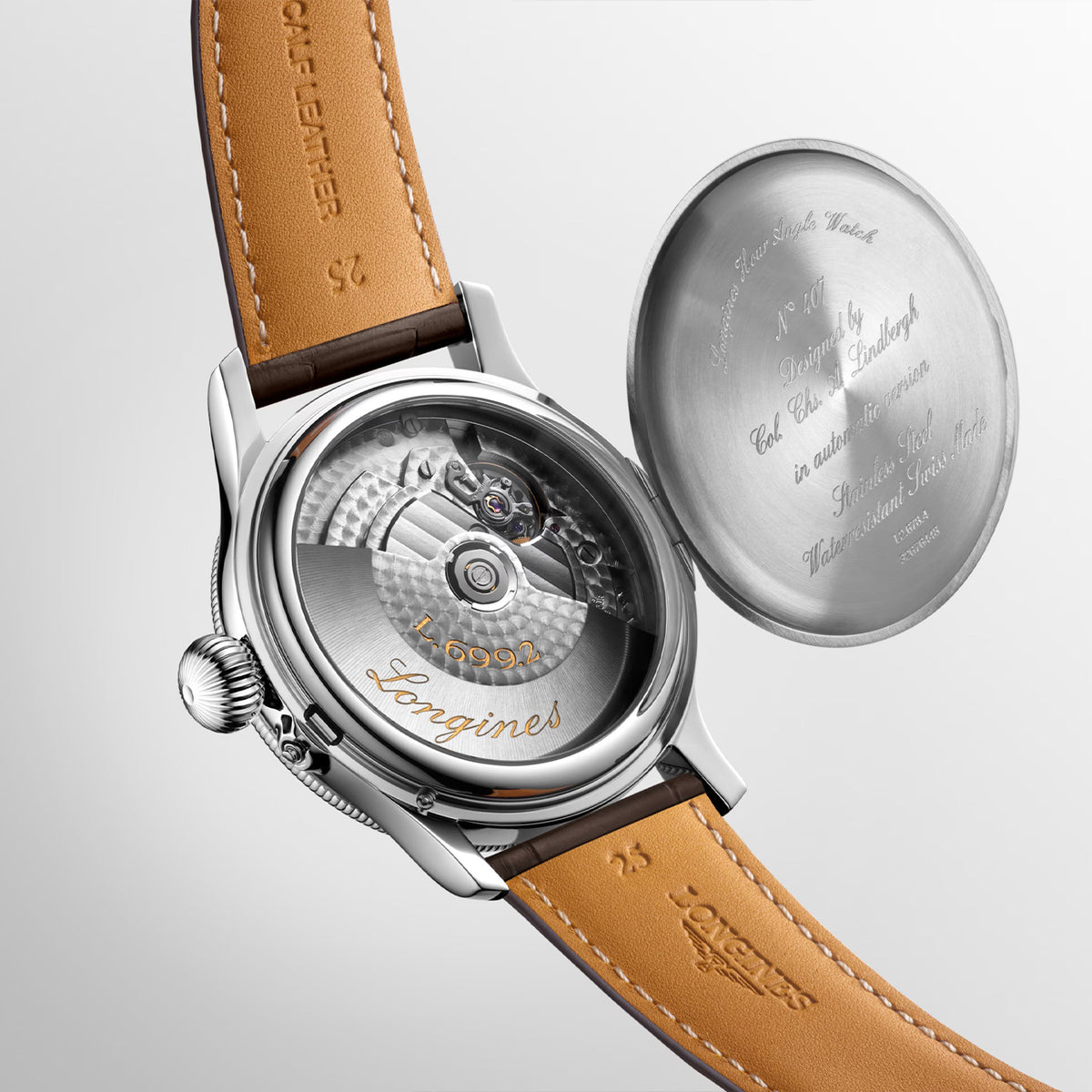 Lindbergh Hour Angle Watch 47.5mm White Dial Stainless Steel Watch