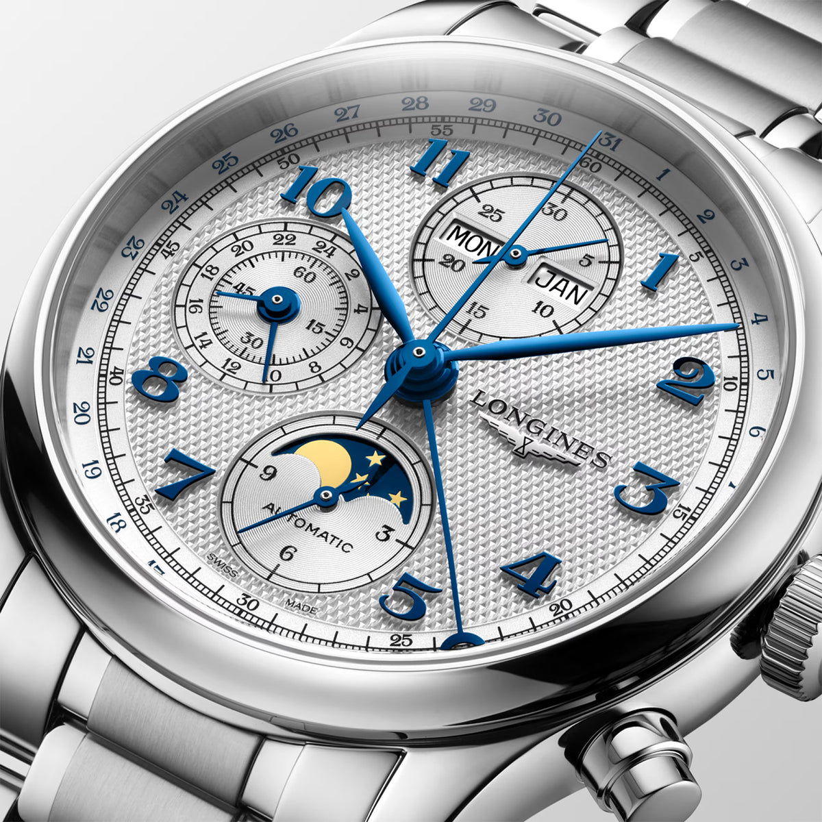 Master Collection Chrono Moonphase 41mm Silver Dial Stainless Steel Watch