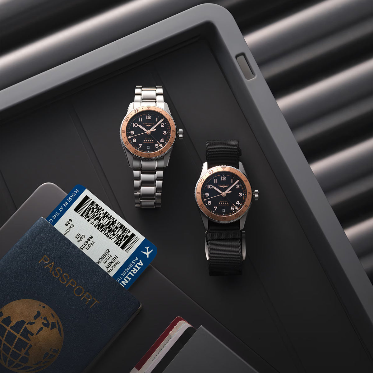 Spirit Zulu Time 1925 39mm Black Dial Steel & 18K Rose Gold Watch