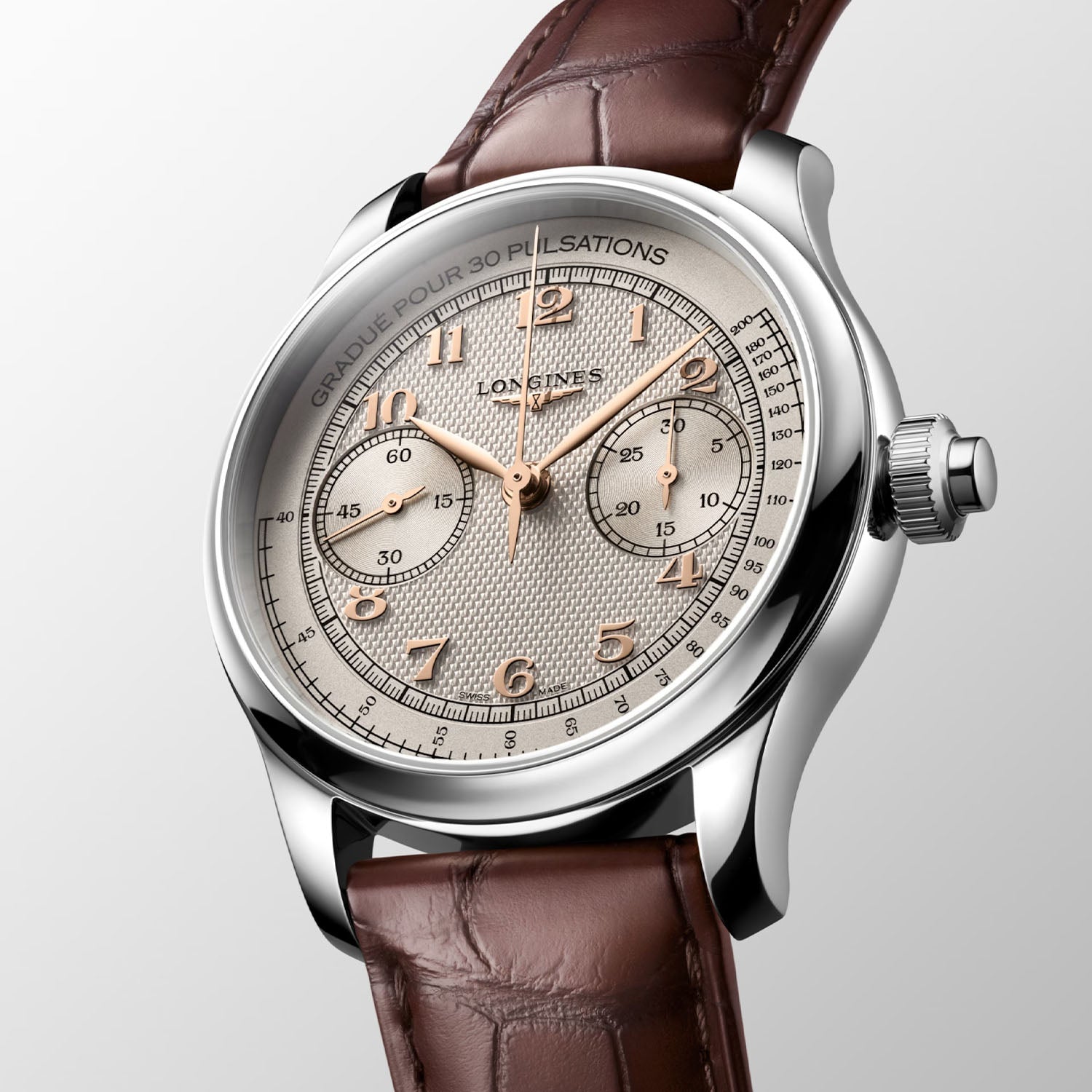 Master Collection Chrono Monopusher 41mm - Ivory Barleycorn Dial on Leather Strap
