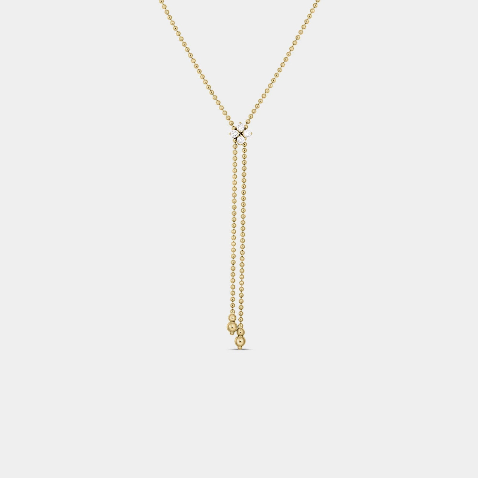 Love in Verona Diamond Flower Lariat Necklace in Yellow Gold