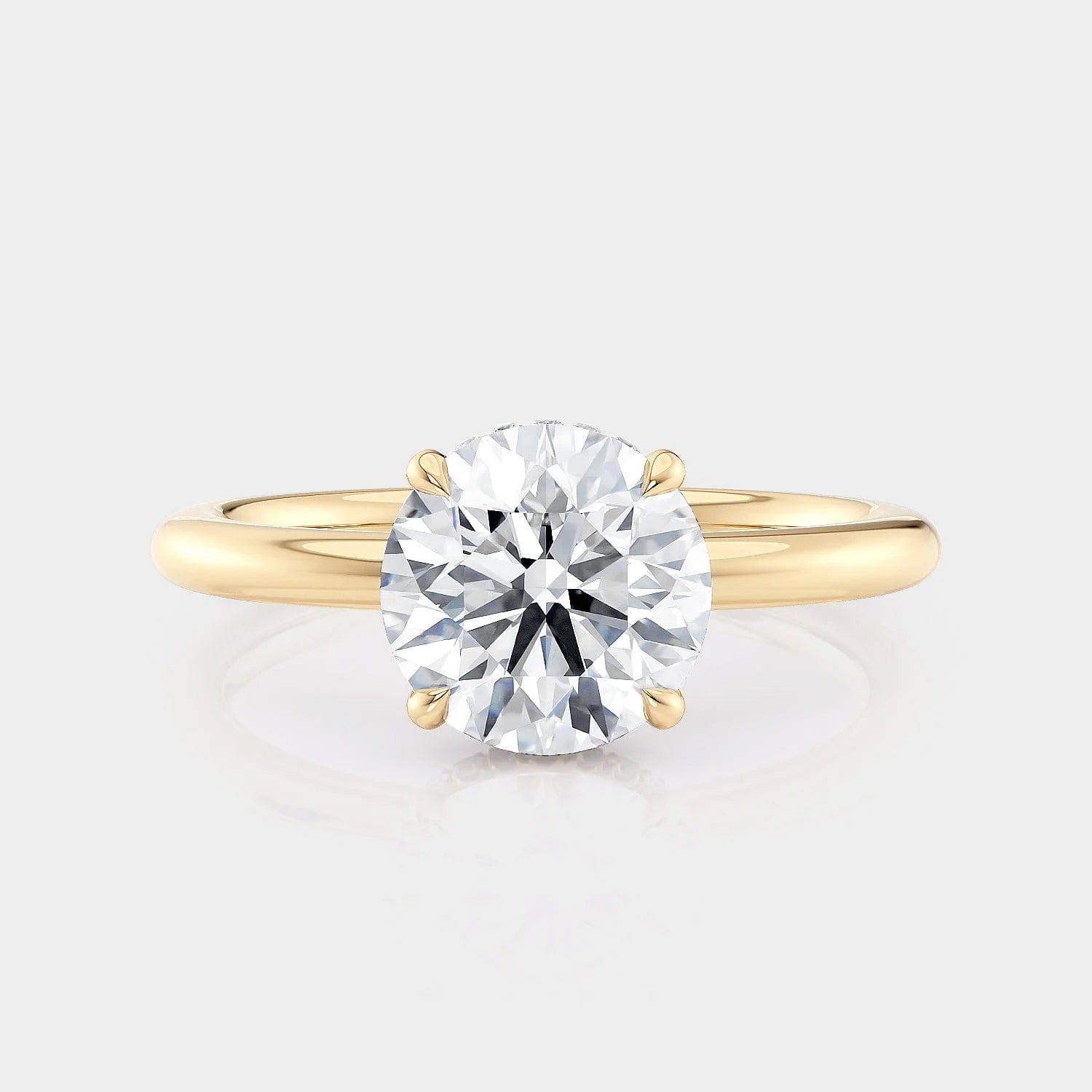 Round Solitaire 18k Yellow Gold Engagement Ring - R750