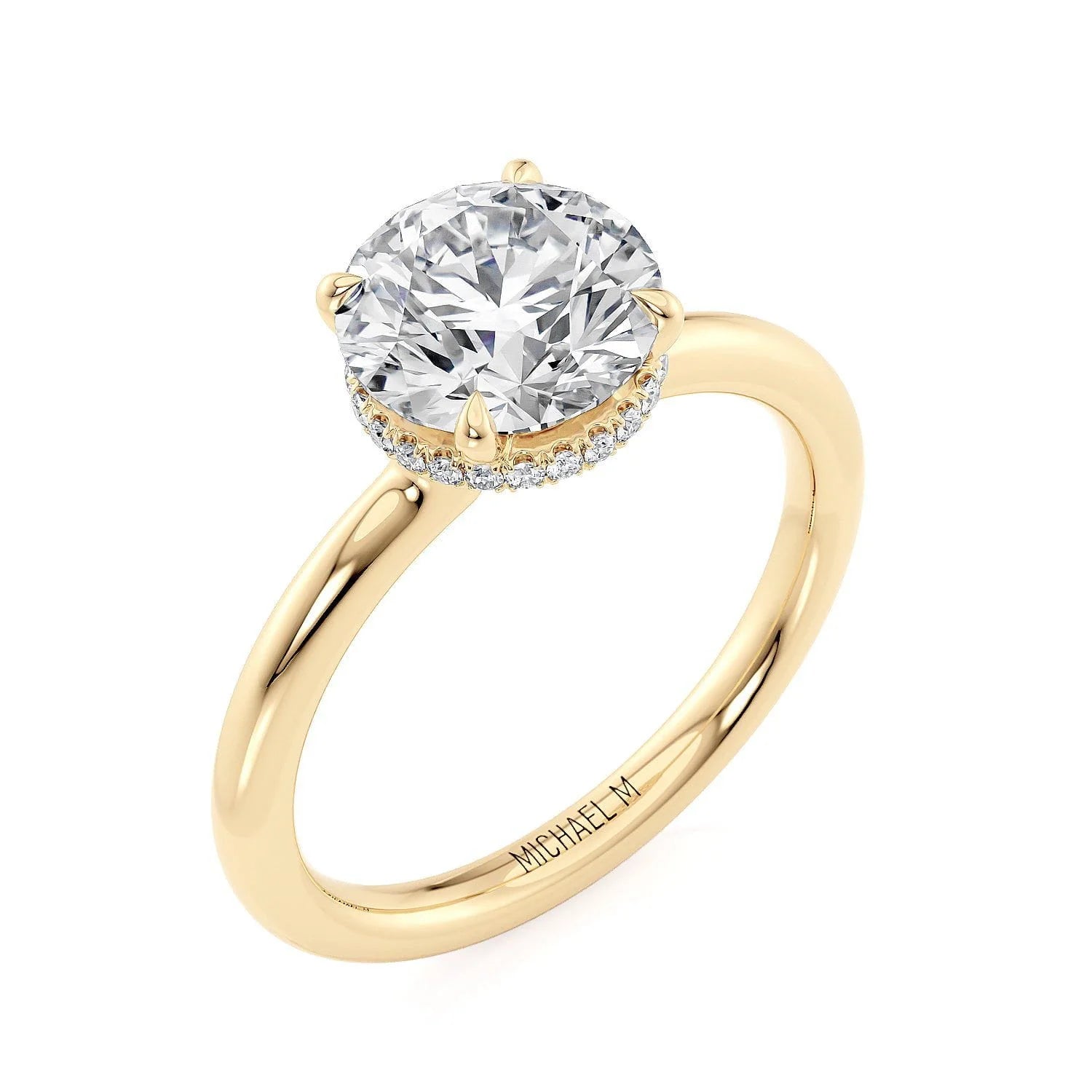 Round Solitaire 18k Yellow Gold Engagement Ring - R750