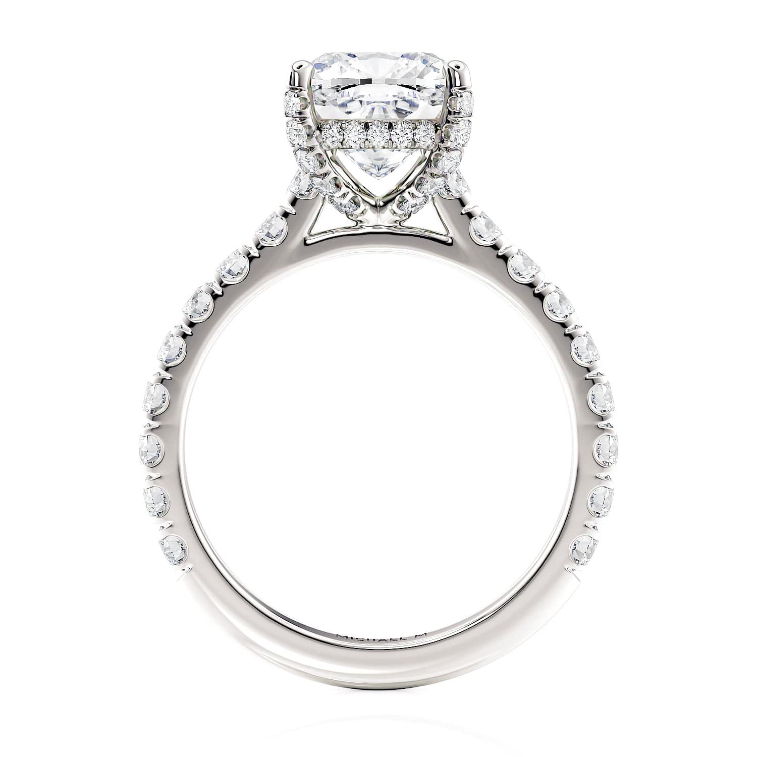 Cushion Pavé Platinum Engagement Ring - R780