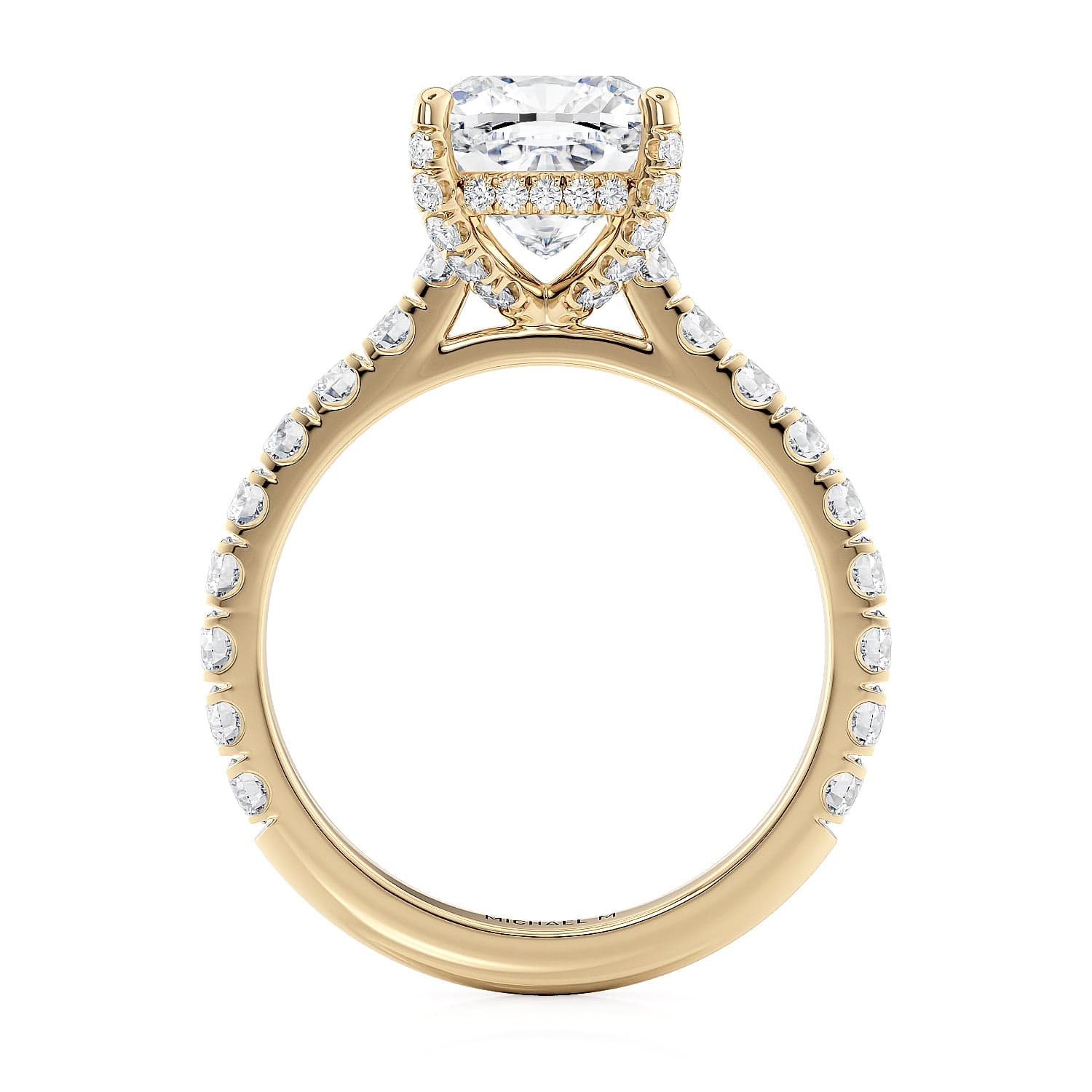 Cushion Pavé 18k Yellow Gold Engagement Ring - R780