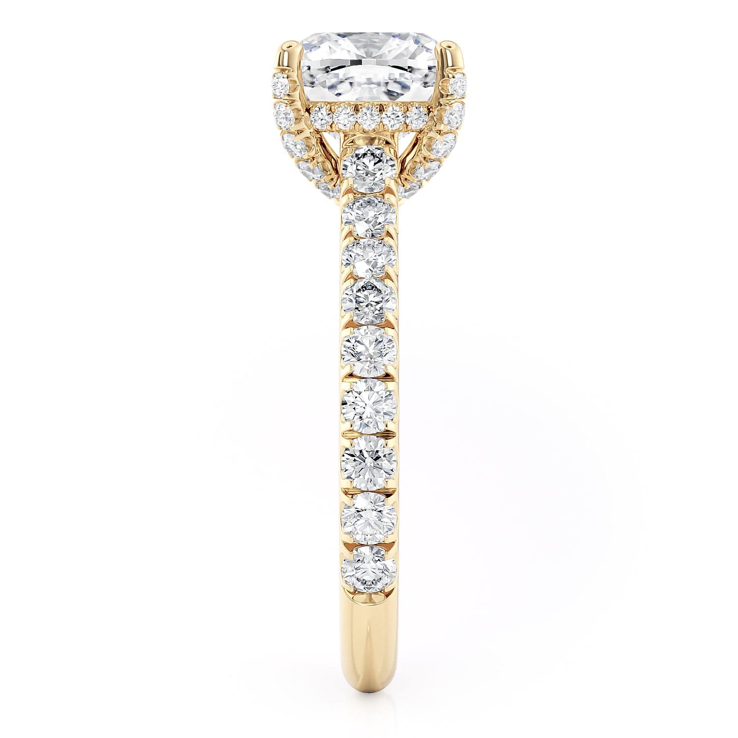 Cushion Pavé 18k Yellow Gold Engagement Ring - R780