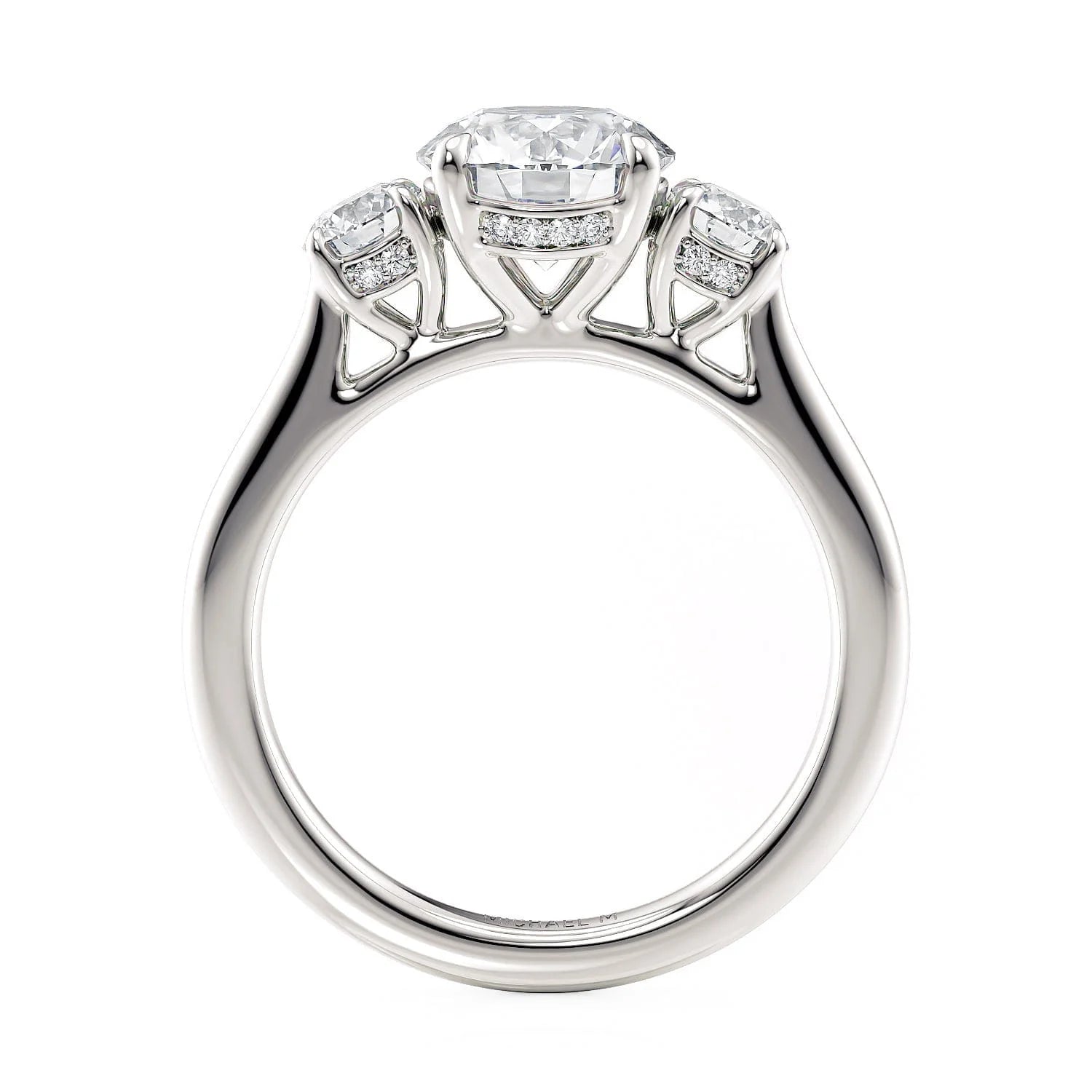 Round Three-stone Platinum Engagement Ring - R805