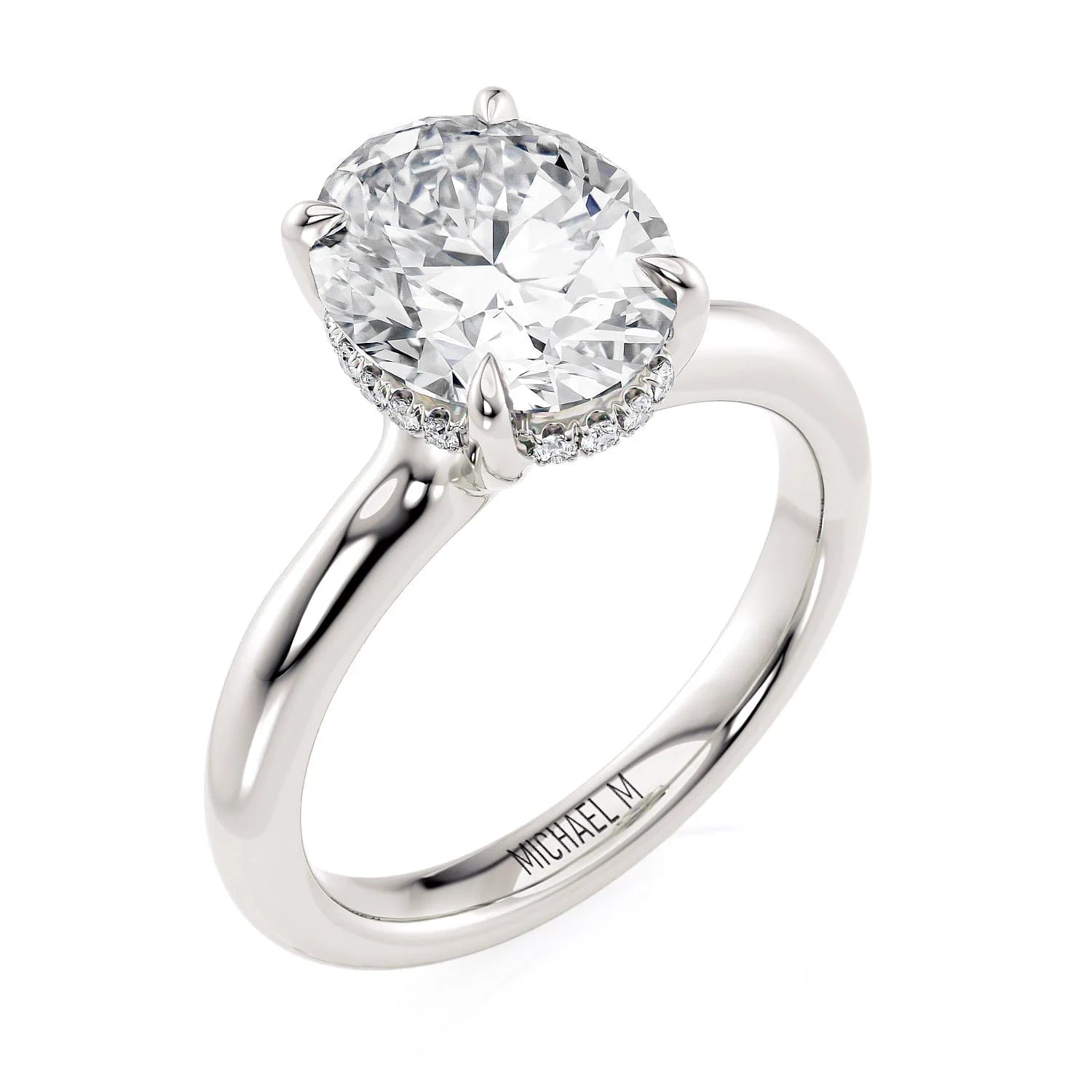 Oval Solitaire 18k White Gold Engagement Ring - R812