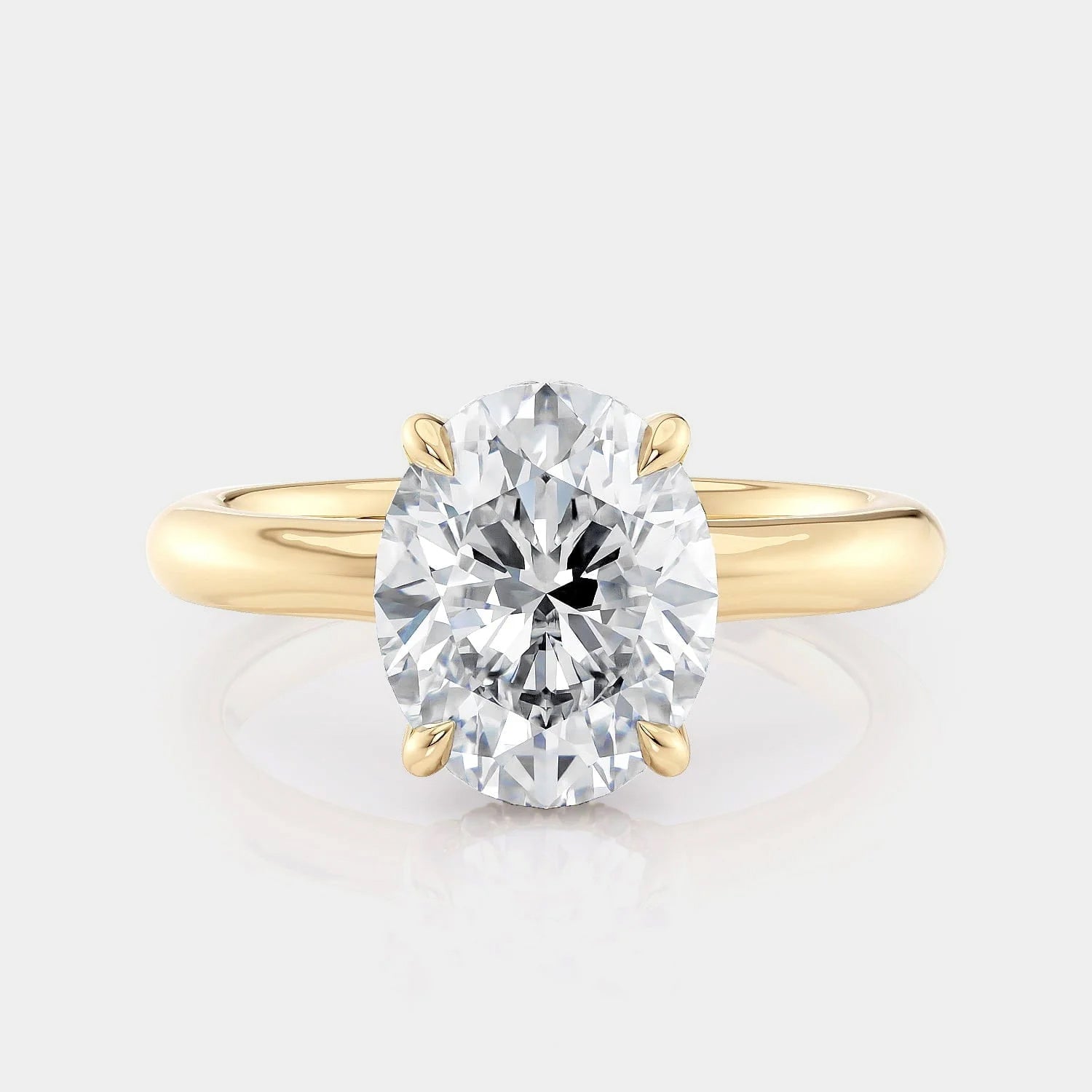 Oval Solitaire 18k Yellow Gold Engagement Ring - R812