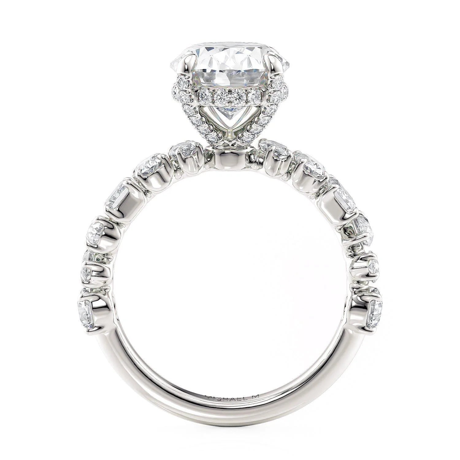 Oval Side Stone Platinum Engagement Ring - R814