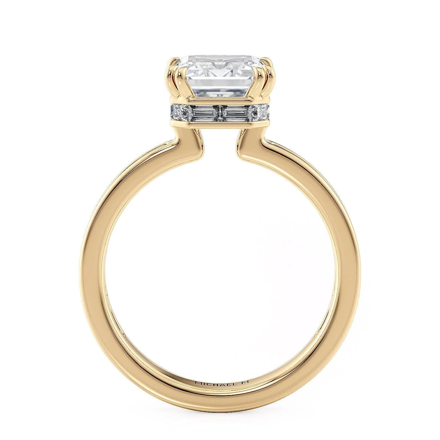 Emerald Channel-set 18k Yellow Gold Engagement Ring - R820