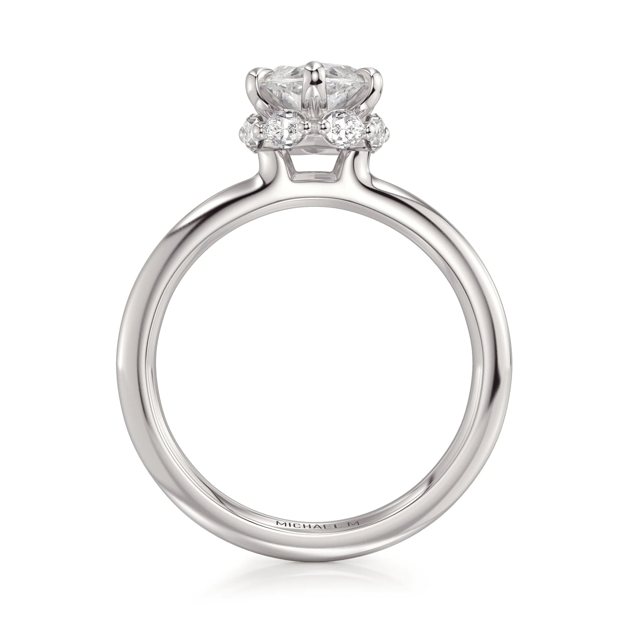 Marquise Solitaire 18k White Gold Engagement Ring - R832