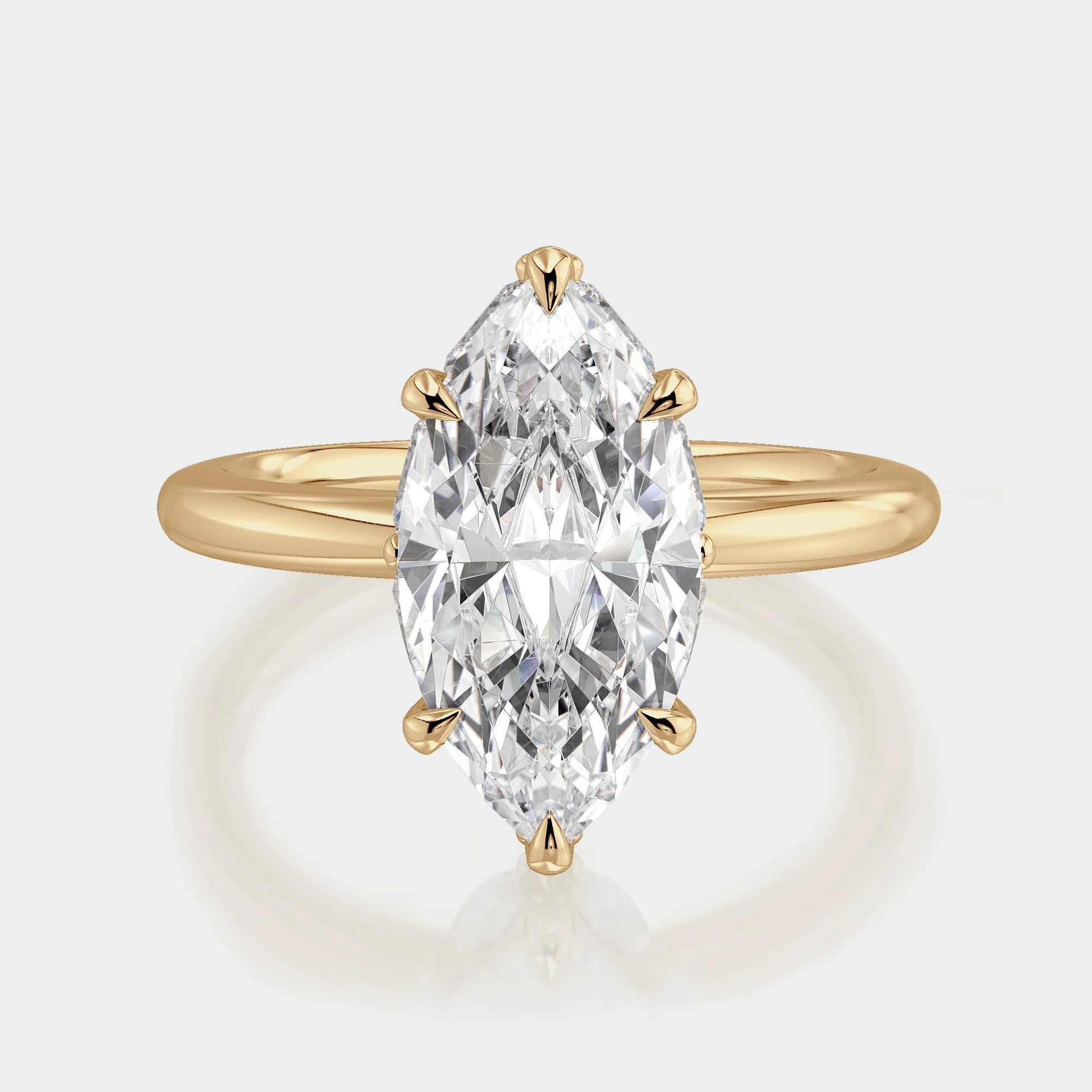 Marquise Solitaire 18k Yellow Gold Engagement Ring - R832