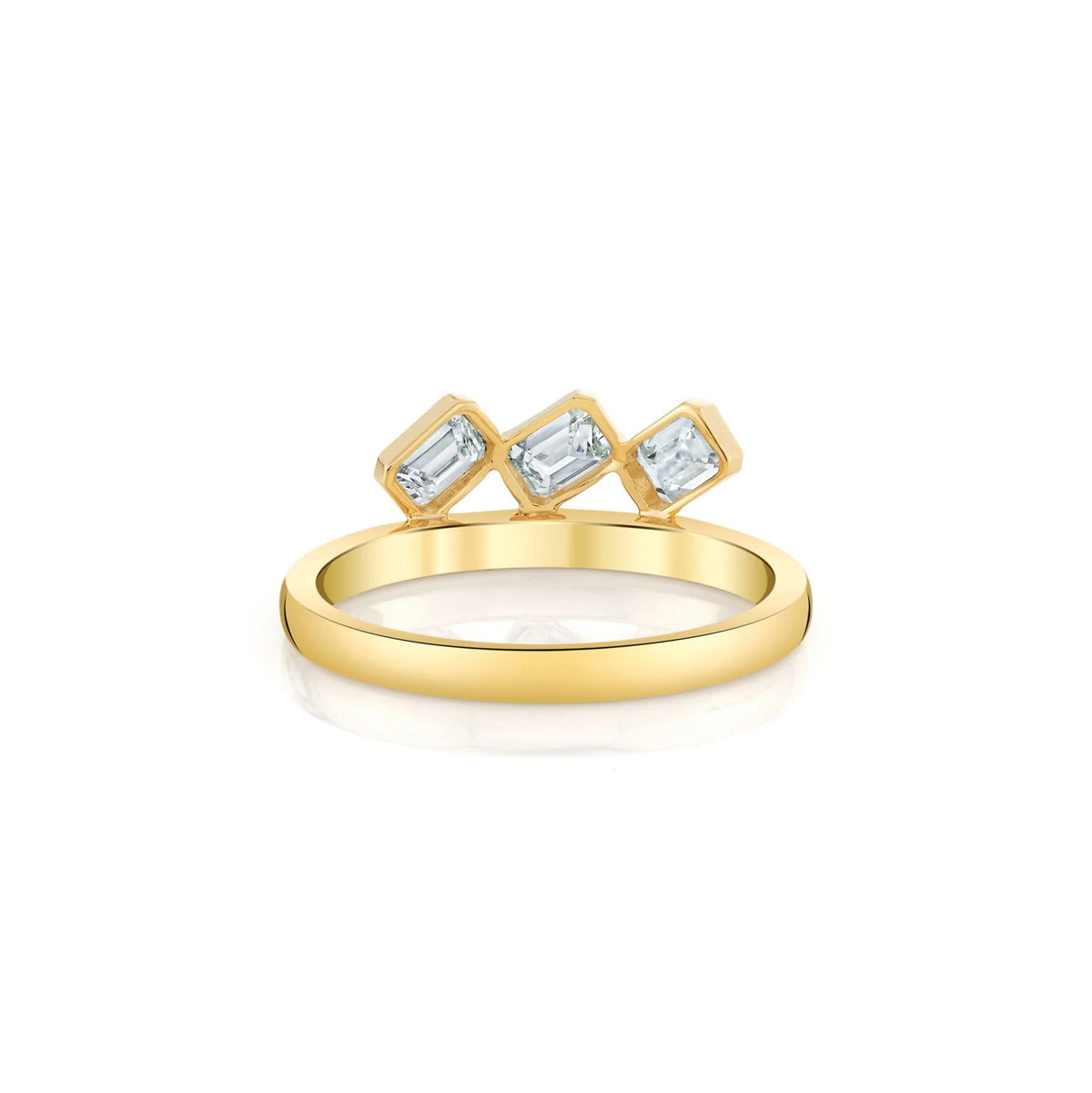 Mini Montage Floating Emerald Cut Diamond Ring in 18K Yellow Gold