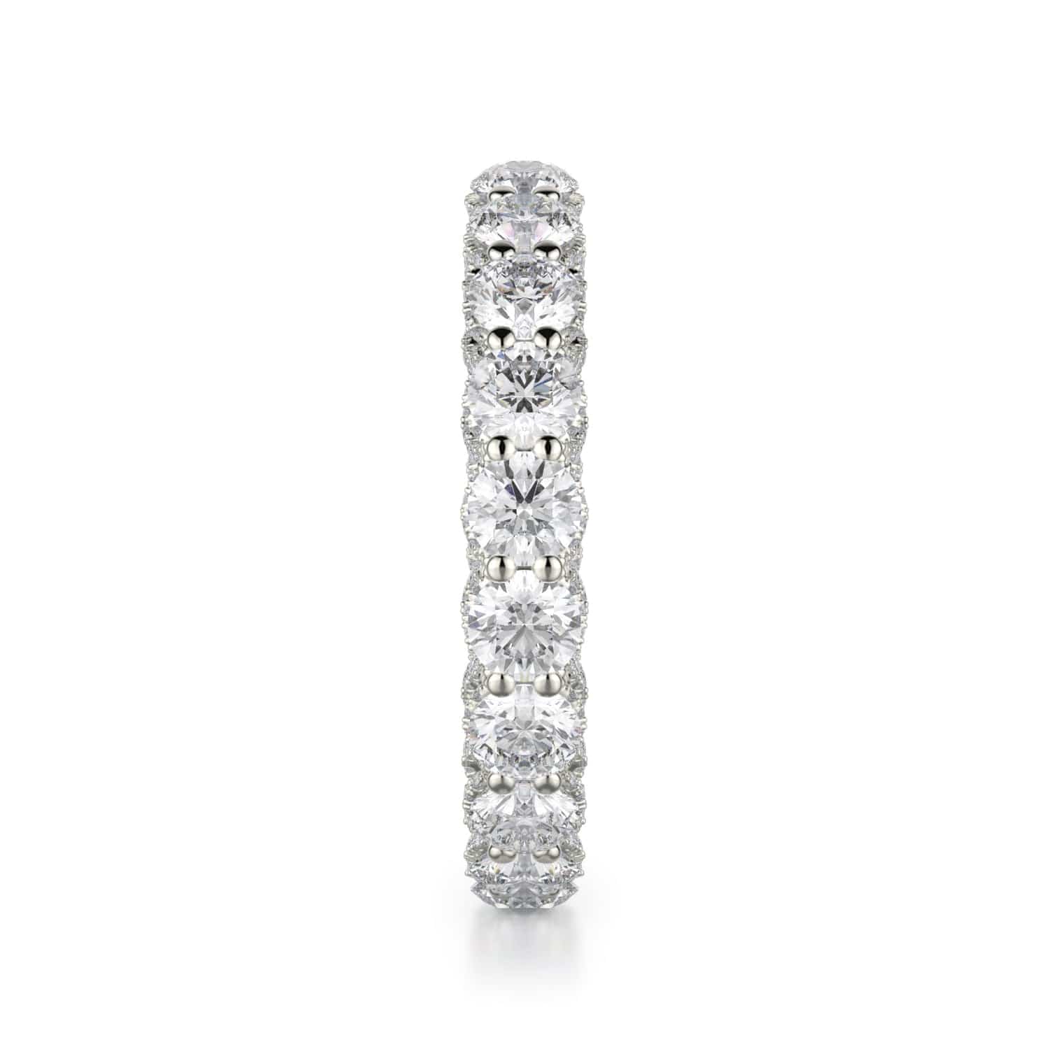 Round Diamond Lace Wedding Ring 18k White Gold - B328
