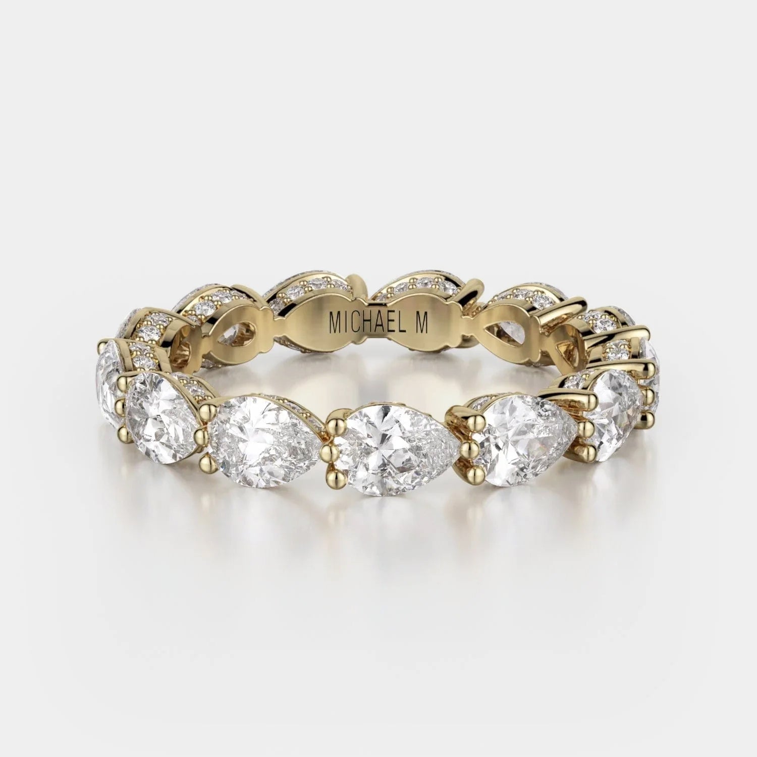 Pear Diamond Eternity Wedding Ring 18k Yellow Gold - B329