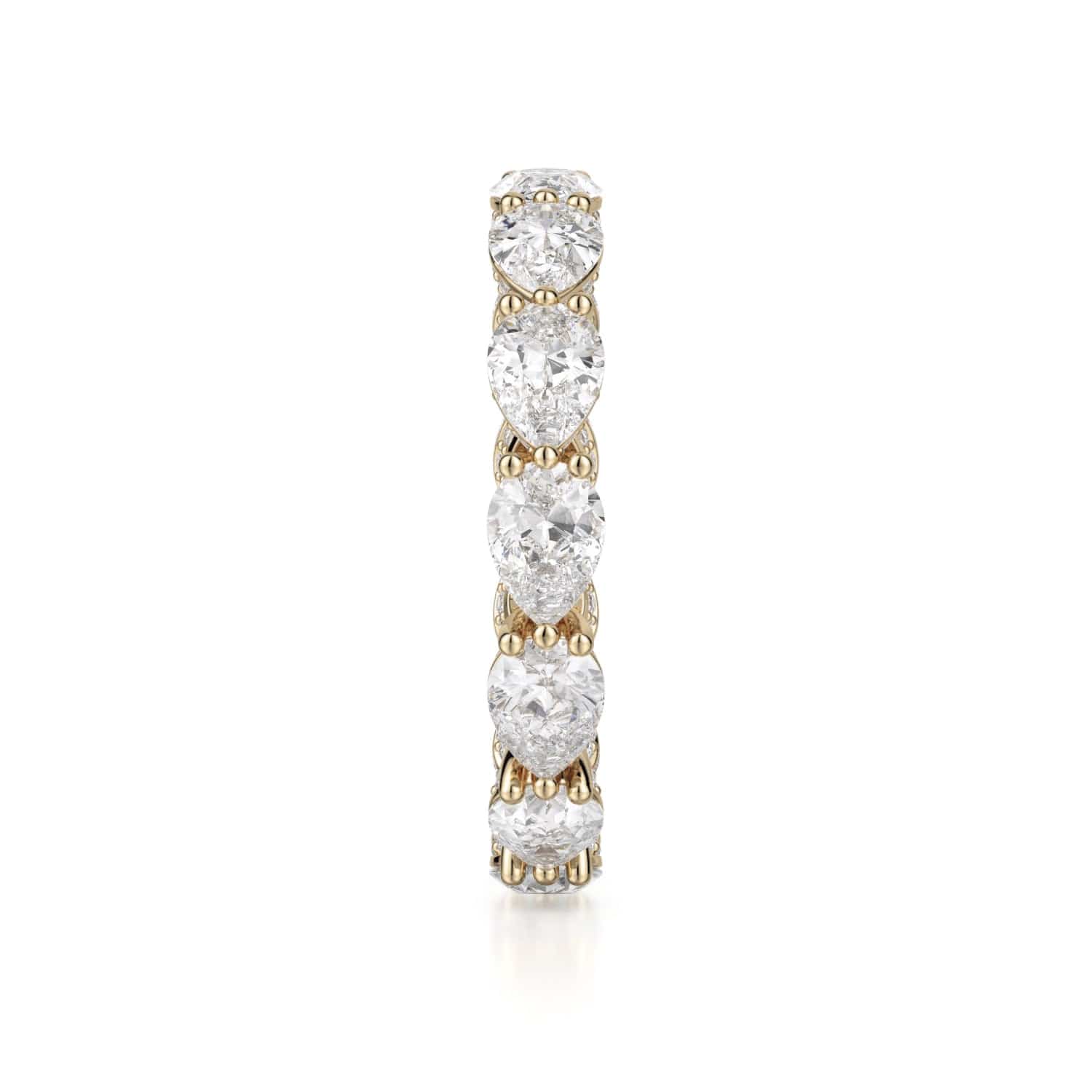 Pear Diamond Eternity Wedding Ring 18k Yellow Gold - B329