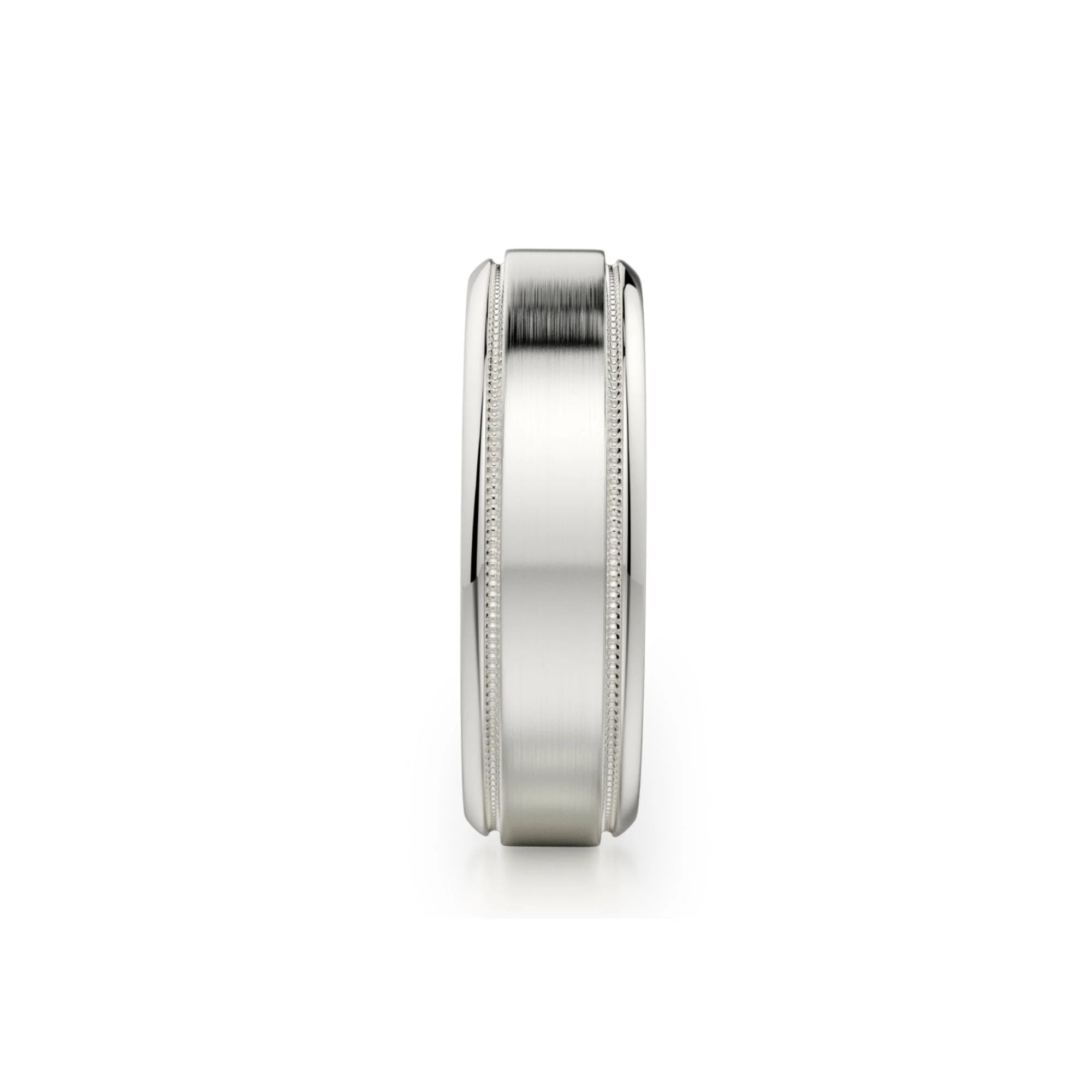 Brushed Milgrain Wedding Ring 14k White Gold - MB101