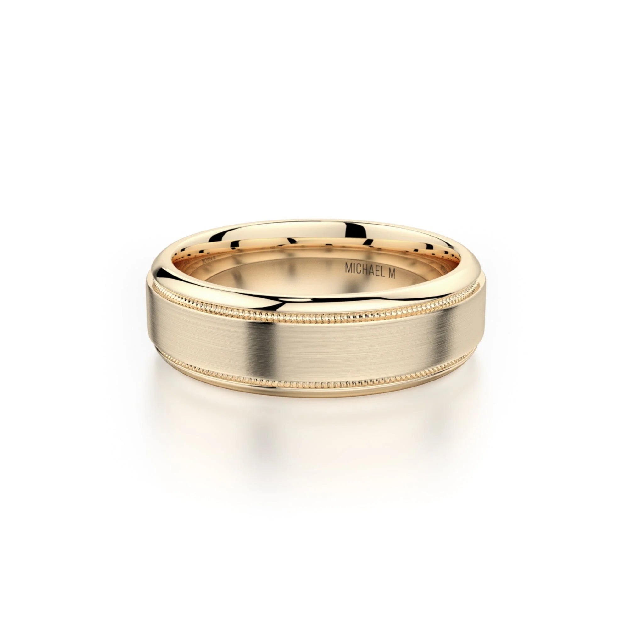 Brushed Milgrain Wedding Ring 14k Yellow Gold - MB101