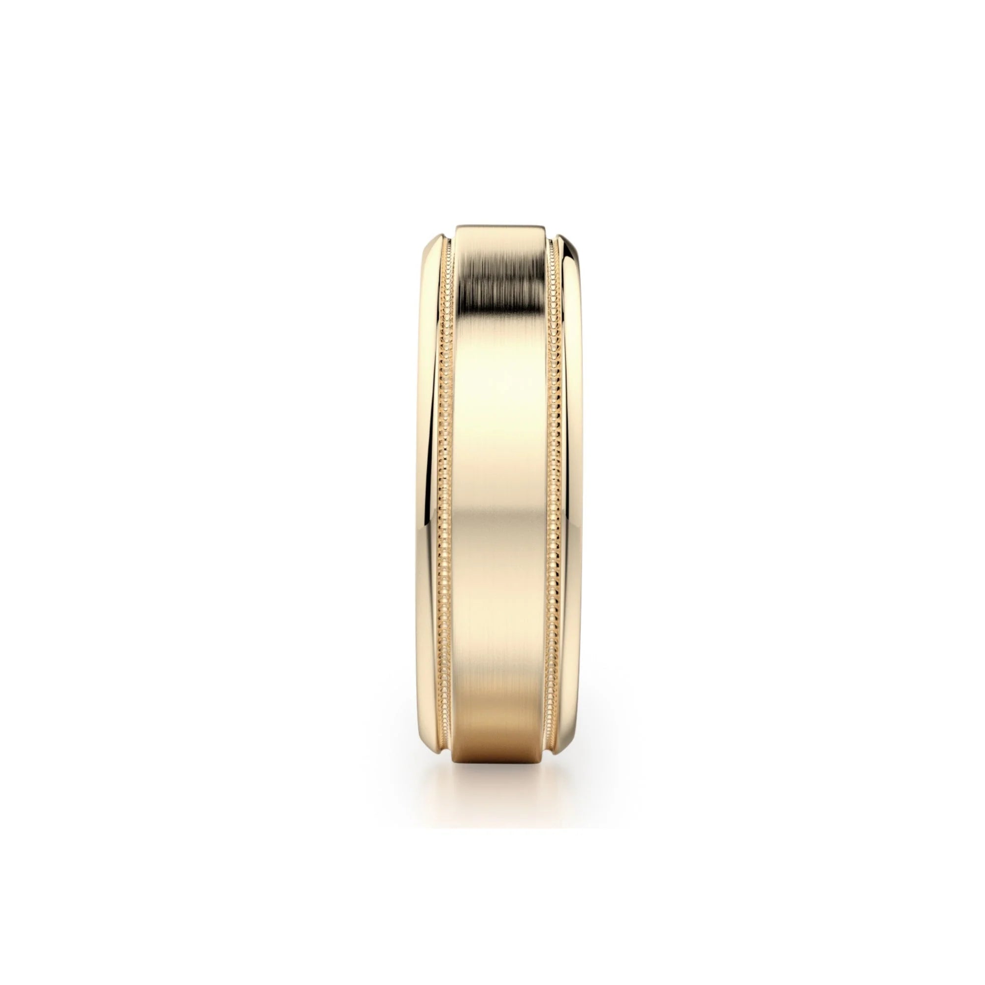 Brushed Milgrain Wedding Ring 18k Yellow Gold - MB101