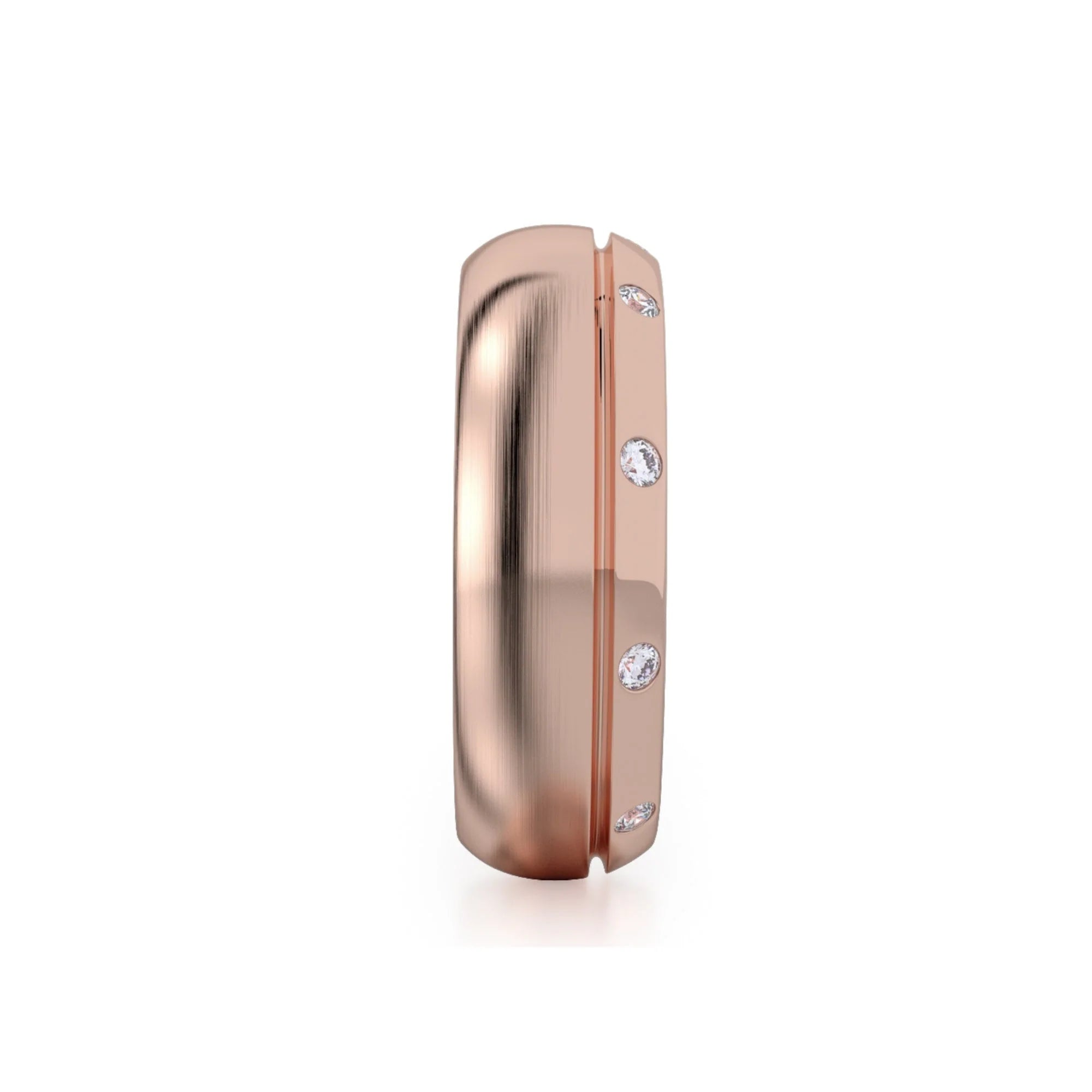 Brushed Diamond Accent Wedding Ring 18k Rose Gold – MB105