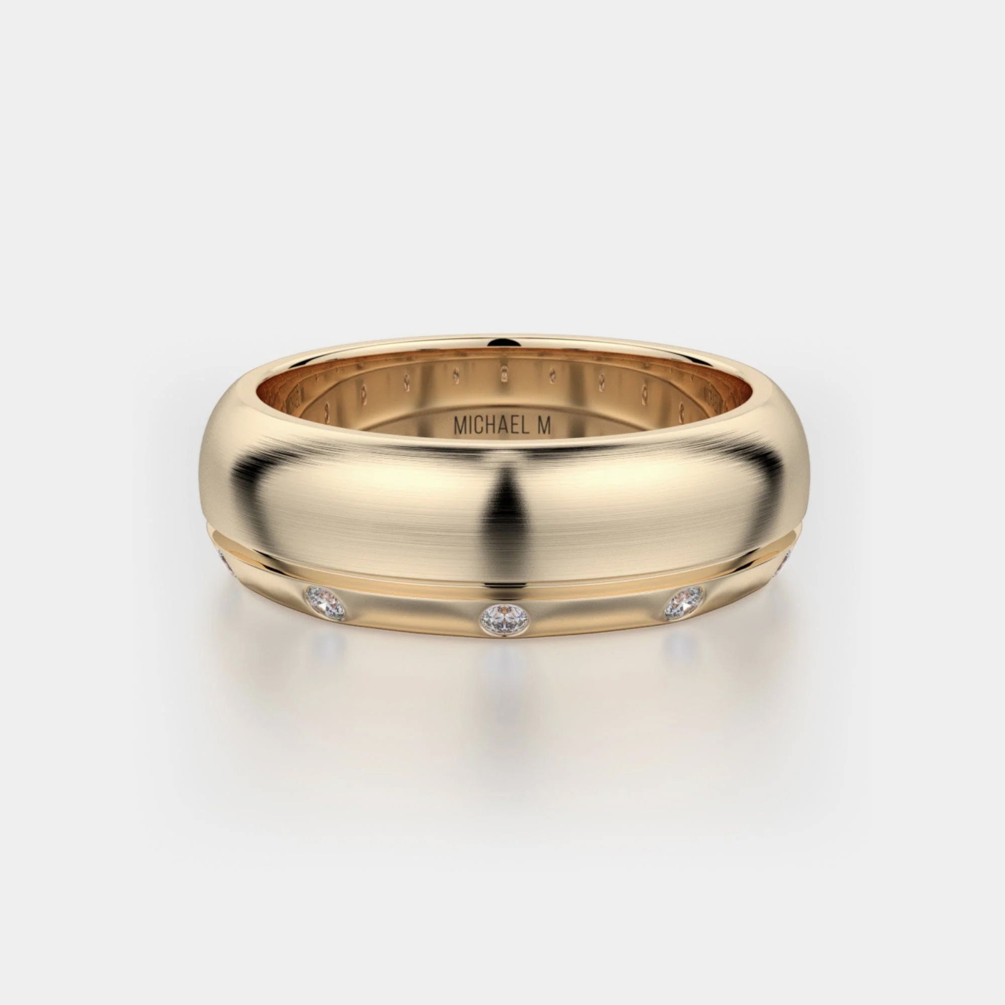 Brushed Diamond Accent Wedding Ring 18k Yellow Gold – MB105